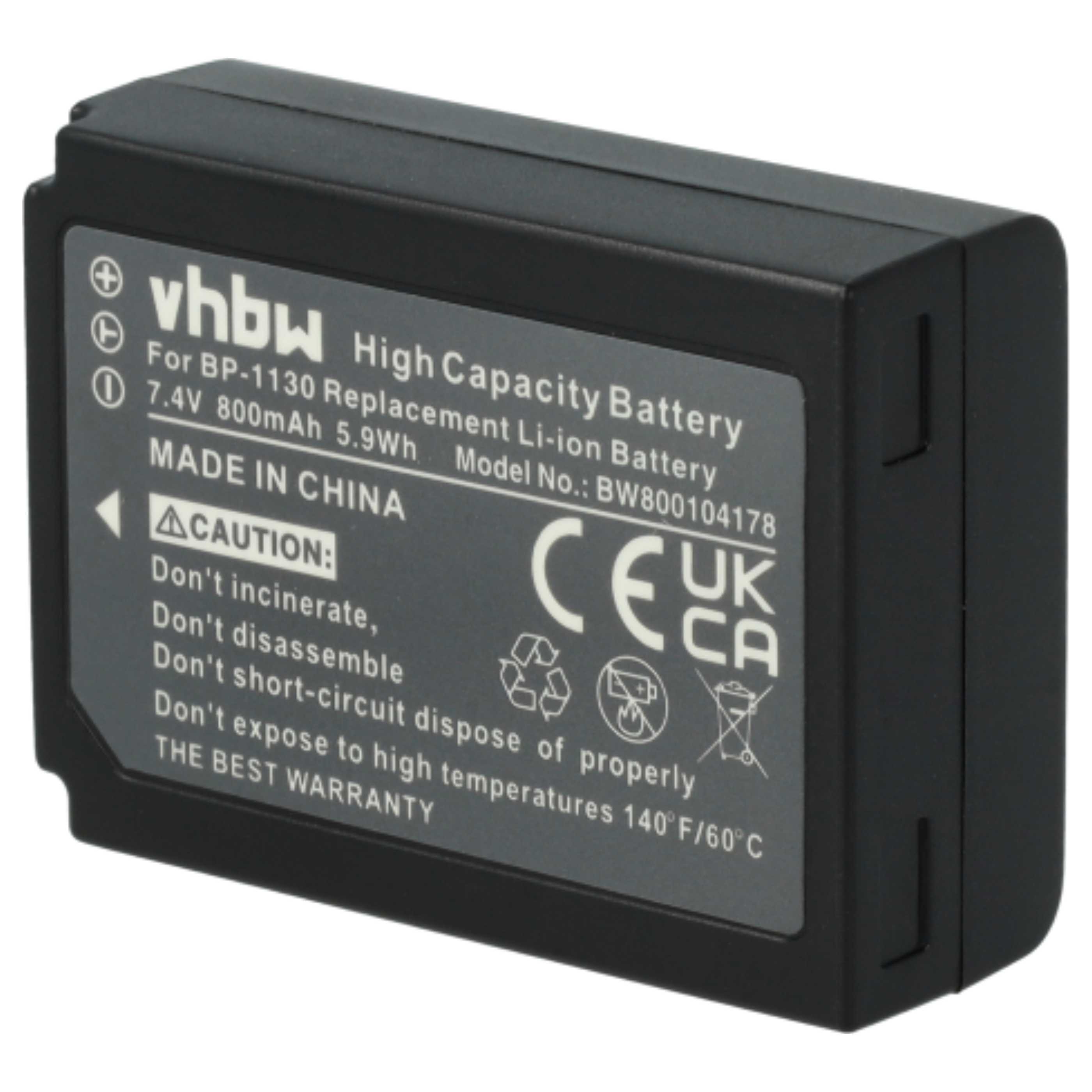 Kamera-Akku (3 Stück) als Ersatz für Samsung BP-1130, BP1130, ED-BP1130 - 800mAh 7,4V Li-Ion