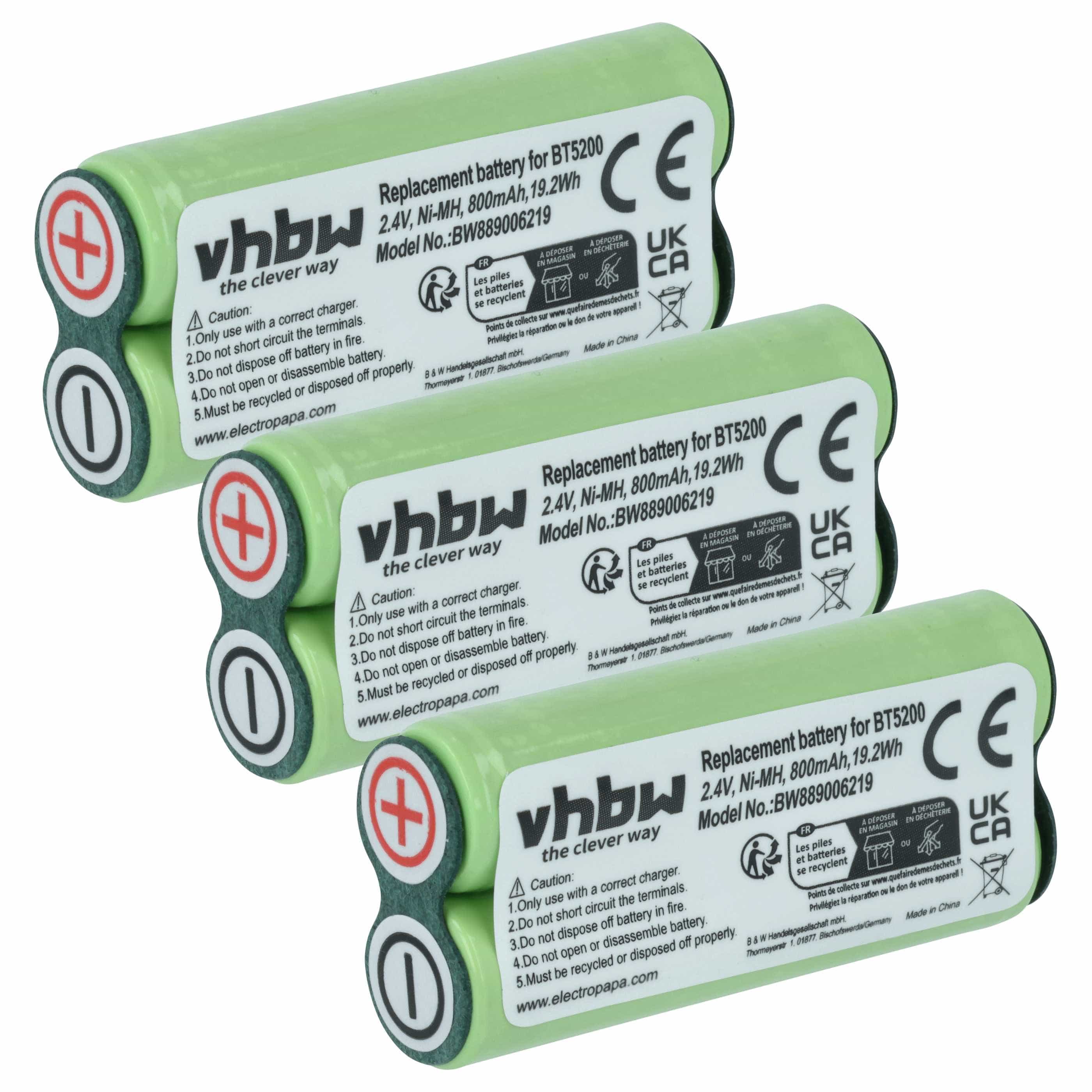 3x Akumulator do maszynki do strzyżenia zamiennik Braun 31198189 - 800 mAh 2,4 V NiMH