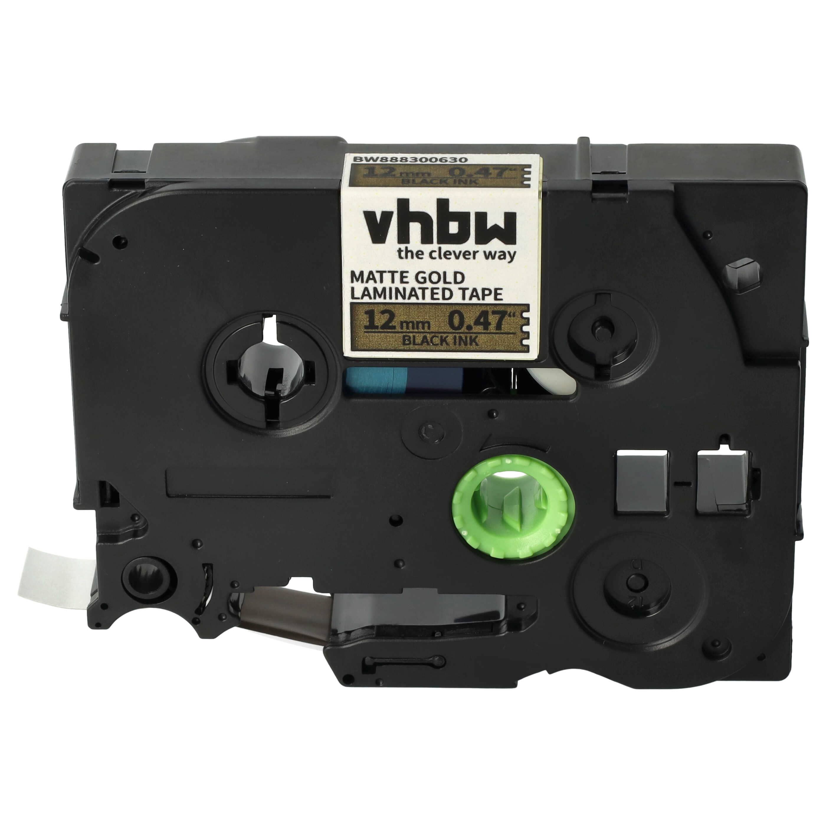 Label Tape replaces Brother TZE-MQ831 - 12 mm Black to Matt-Gold