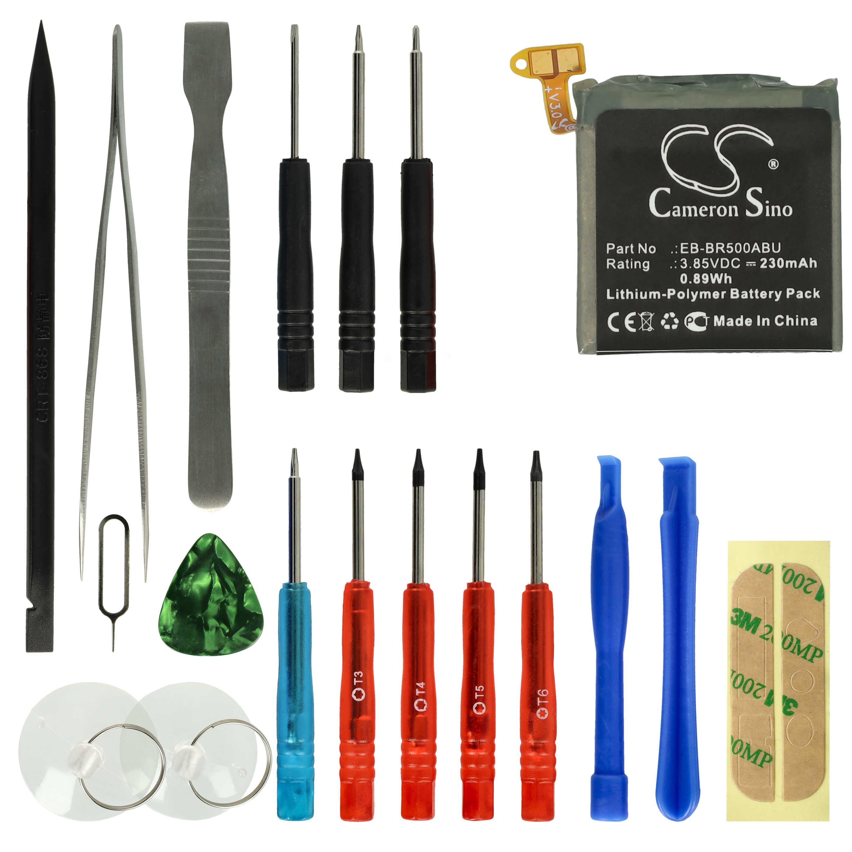 Smartwatch Battery replaces Samsung GH43-04922A, EB-BR500ABU - 230 mAh 3.85 V Li-polymer + Tools