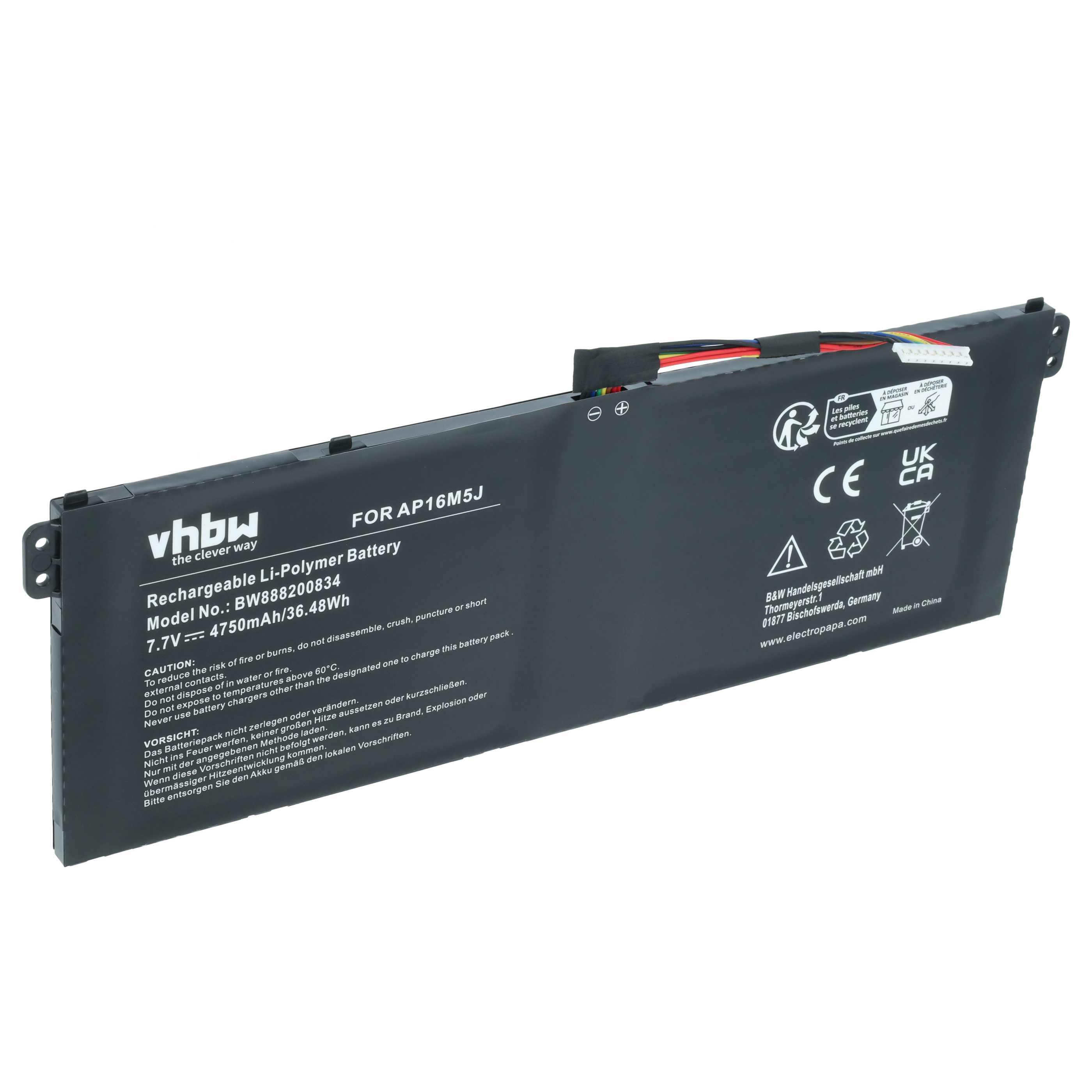 Akumulator do laptopa zamiennik Acer AP16M5J, KT.00205.004, KT.00205.005 - 4750 mAh 7,7 V LiPo, czarny