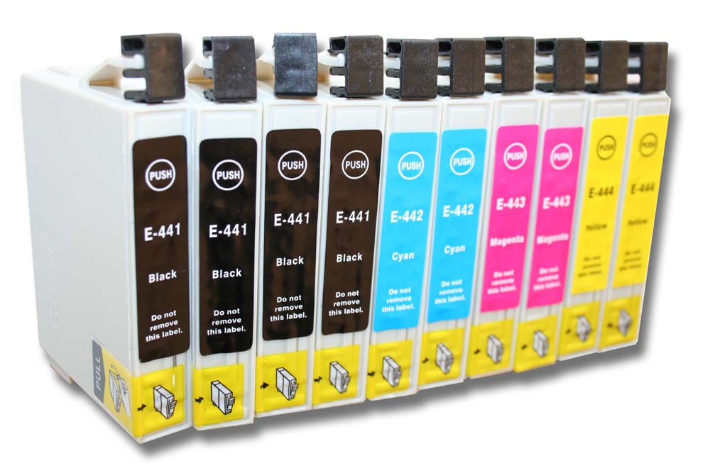 10x Ink Cartridges suitable for Epson-Stylus C64 C64 Printer - B/C/M/Y