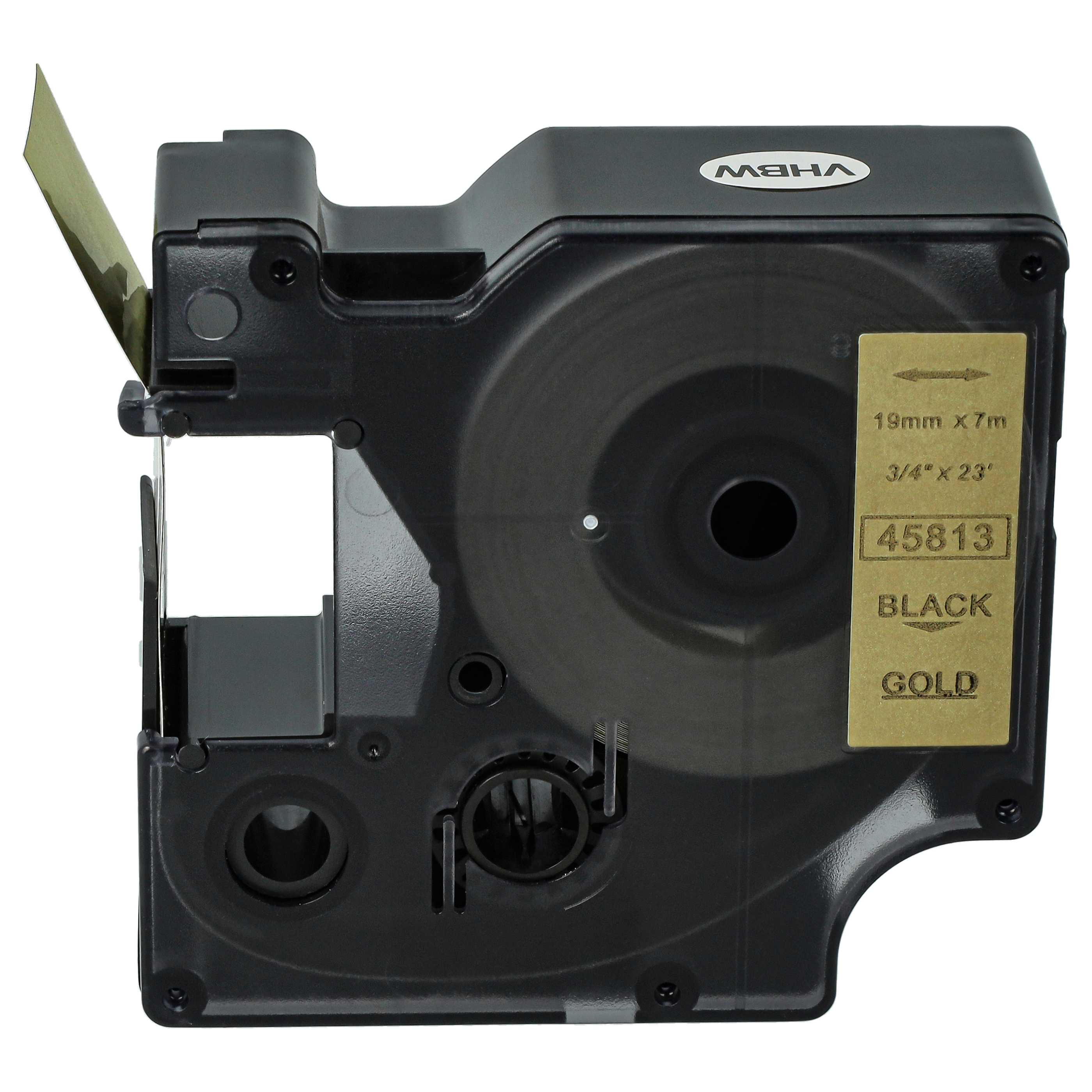 Label Tape replaces Dymo 45813, D1 - 19 mm Black to Gold