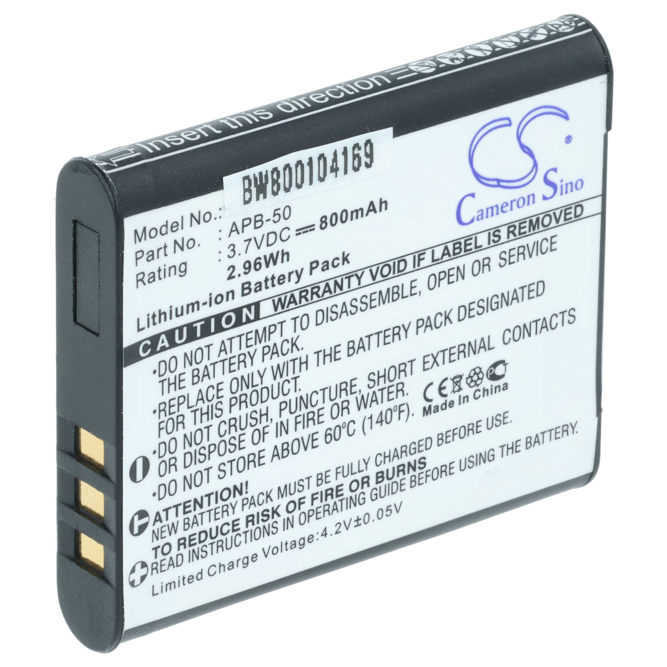 Battery replaces Agfa APB-50(ICP7/35/41), APB-50 - 800mAh, 3.7V, Li-Ion