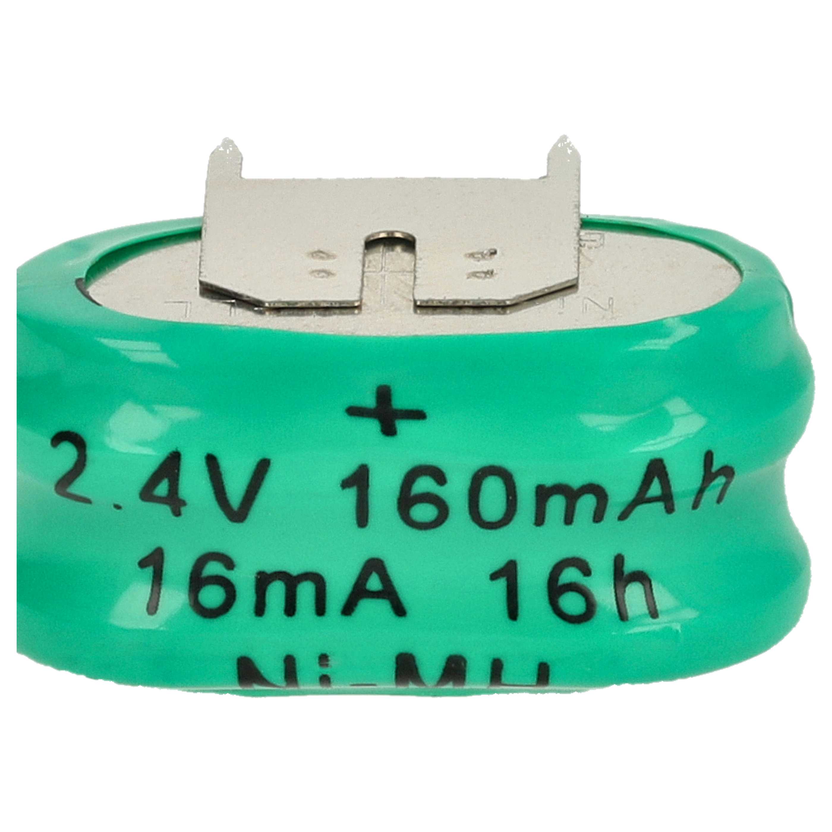 10x Button Cell Battery Type 2/V150H 3 Pins for Model Building Solar Lamps etc. - 150 mAh 2.4 V NiMH