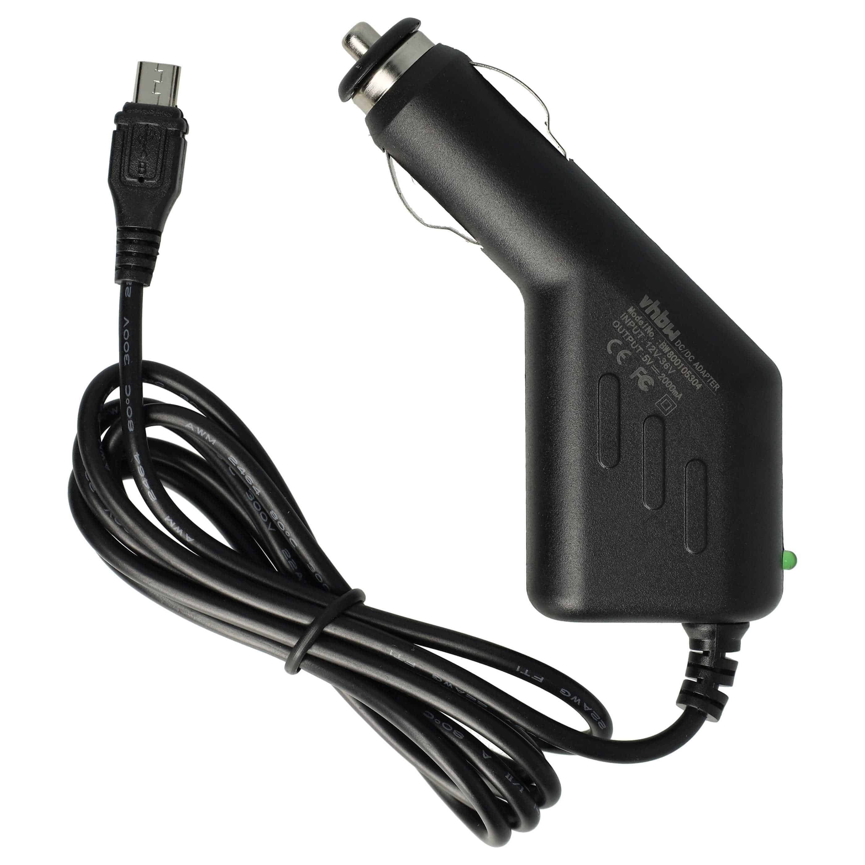 Caricatore per auto micro-USB 2,0 A per dispositivi come smartphone, GPS, navigatore Olympia ecc.