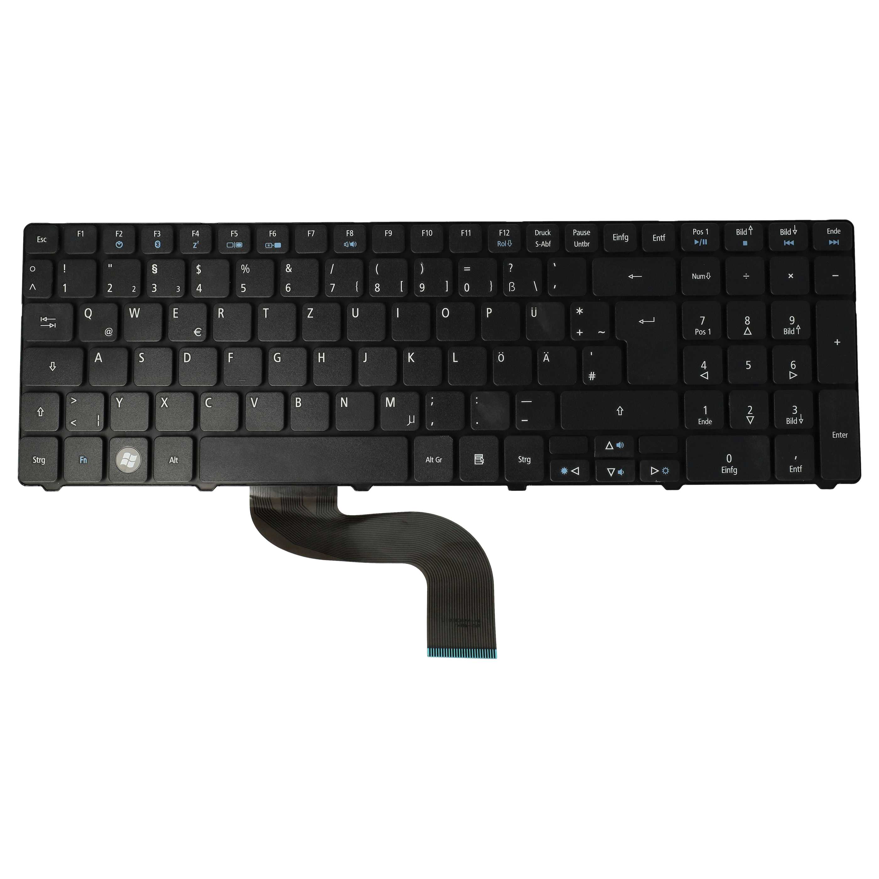 Keyboard replaces Acer 491274-B31, 9J.N8682.R1D, 490267-B31 for notebook - black with numeric keypad QWERTZ