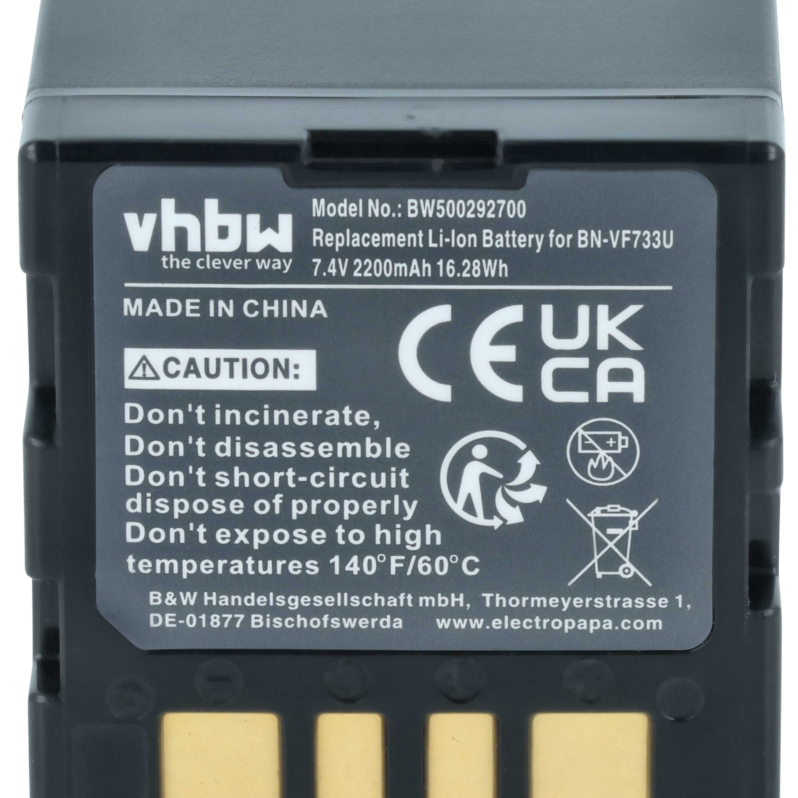Videocamera 3x Battery replaces JVC BN-VF714, BN-VF707US, BN-VF707, BN-VF707U - 2200 mAh 7.4 V Li-Ion