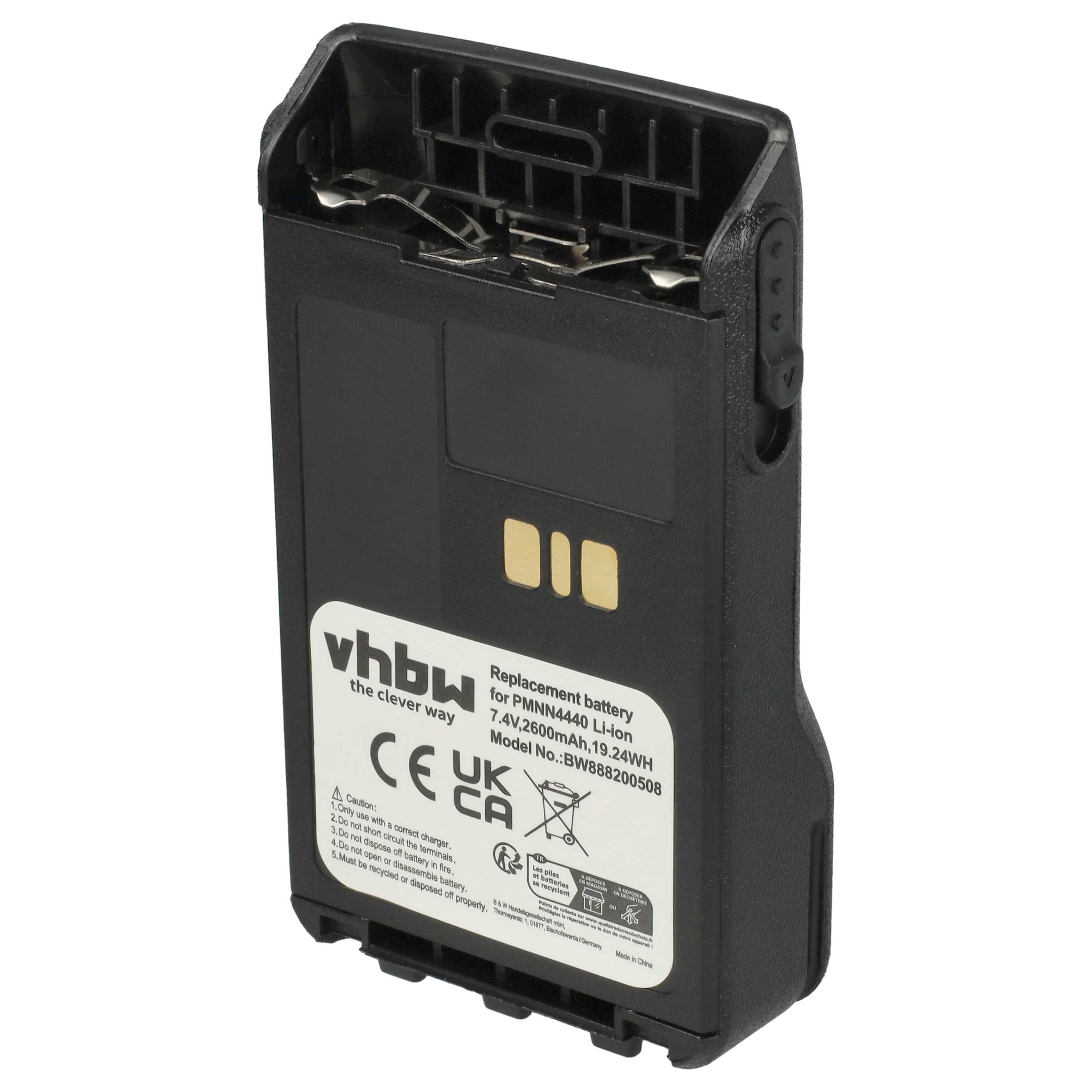 Radio 10x Battery replaces Motorola PMNN4511A, PMNN4440, PMNN4502A, PMNN4440AR - 2600 mAh 7.4 V Li-Ion
