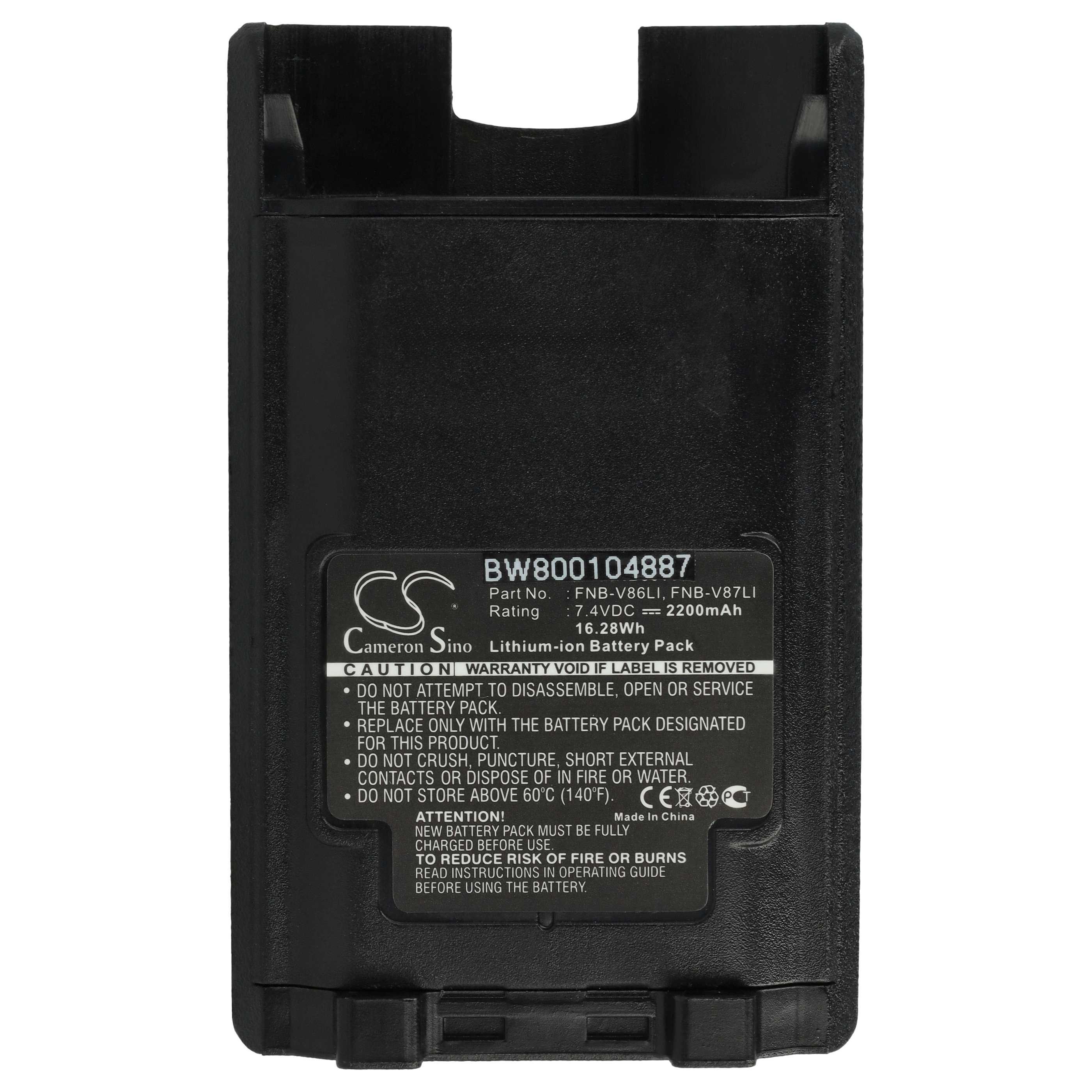 Radio 2x Battery replaces Yaesu Vertex FNB-V87Li, FNB-V87, FNB-V86Li, FNB-V86 - 2200 mAh 7.4 V Li-Ion