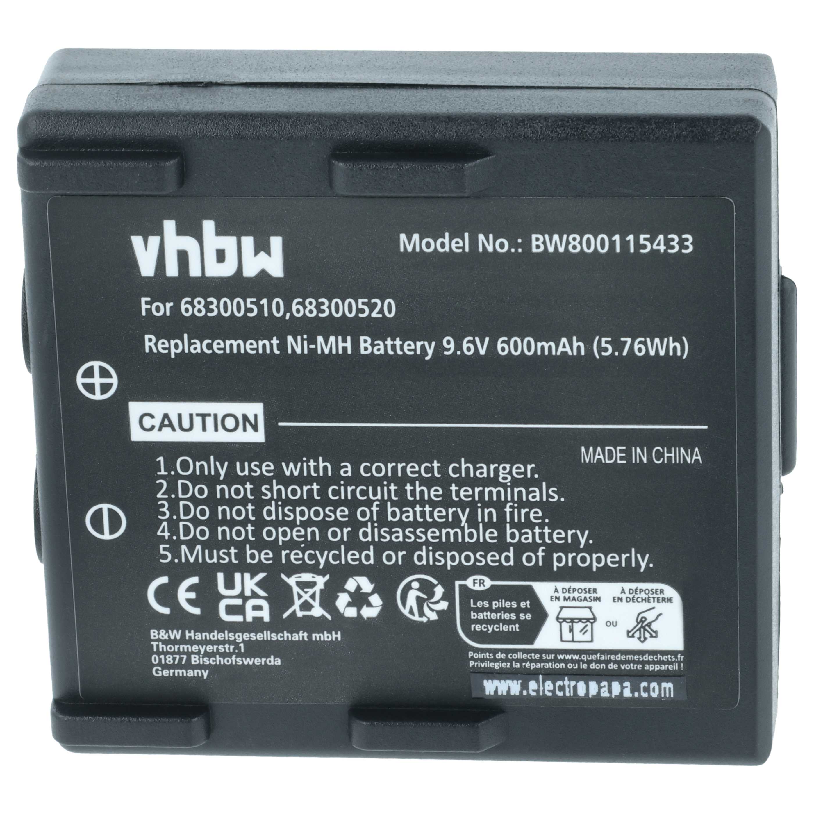2x Akumulator do zdalnego sterowania zamiennik Abitron 68300510, 68300520, 68300525 - 600mAh 9,6V NiMH