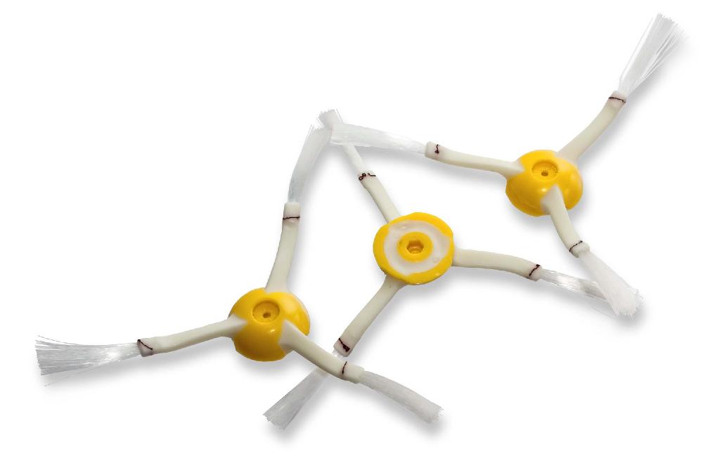 3x Cepillo lateral 3 brazos para robot aspirador iRobot Roomba 866 - Set de cepillos blanco / amarillo