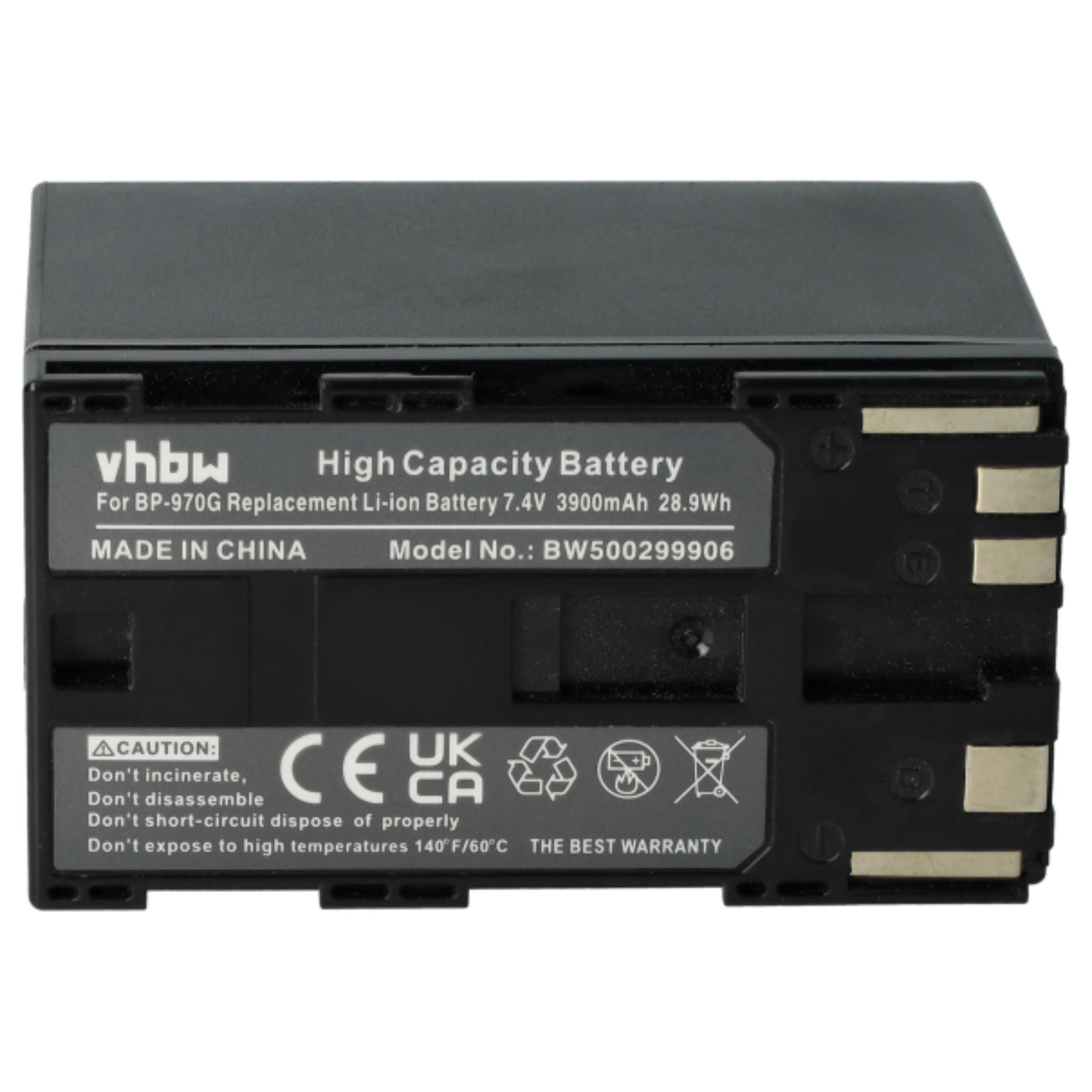 Videocamera 2x Battery replaces Canon BP-955, BP-925, BP-975, BP-970G - 6000 mAh 7.4 V Li-Ion