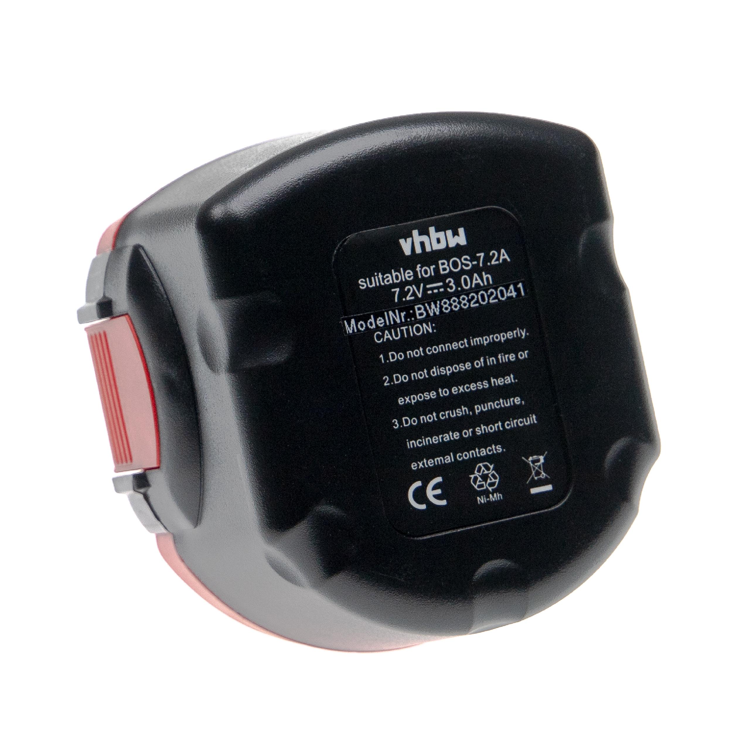Batterie remplace Bosch 2 607 335 437, 2607335587, 2607335437 pour outil électrique - 3000 mAh, 7,2 V, NiMH