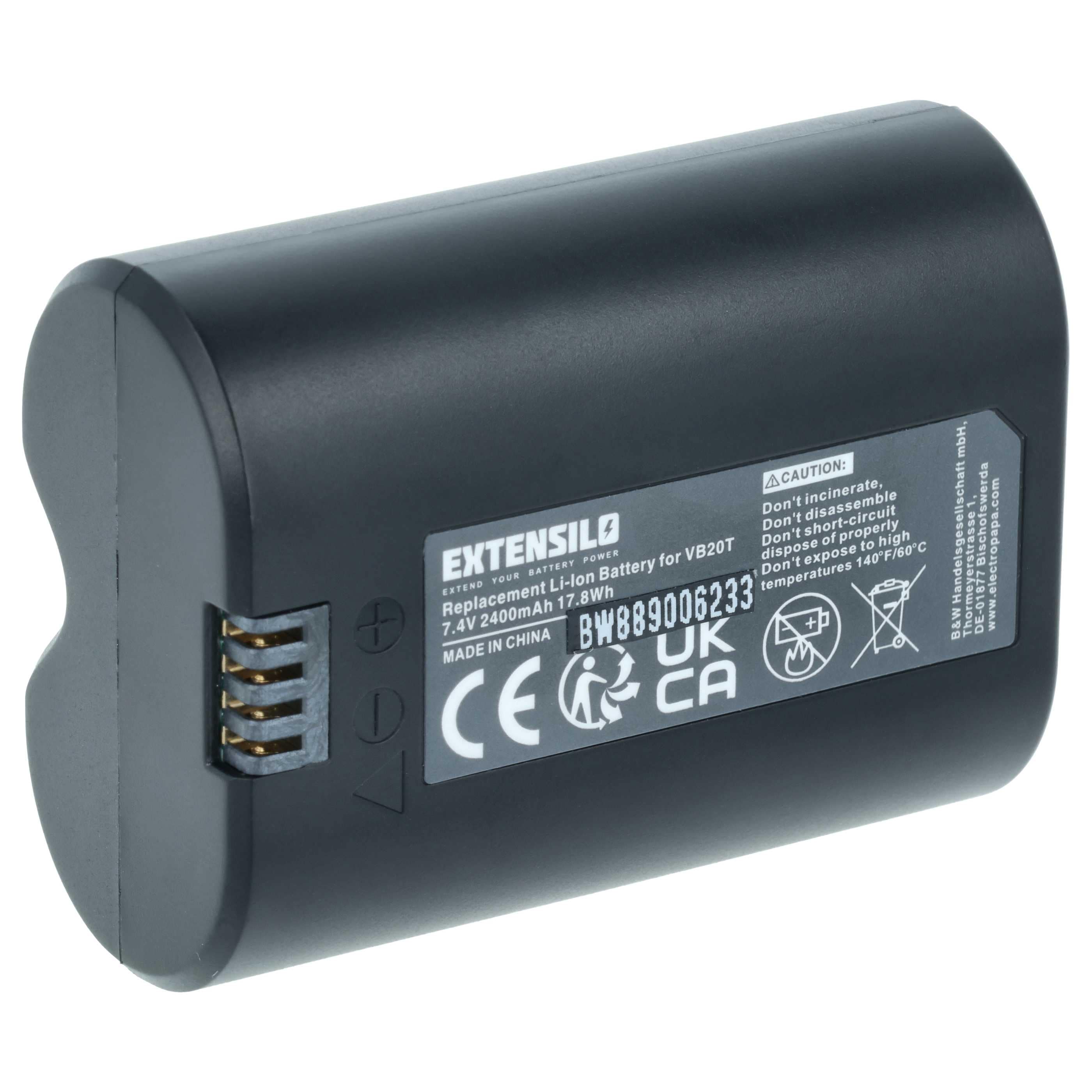 Camera Flash Unit Battery replaces Godox 5167, VB-20 - 2400 mAh 7.4 V Li-Ion