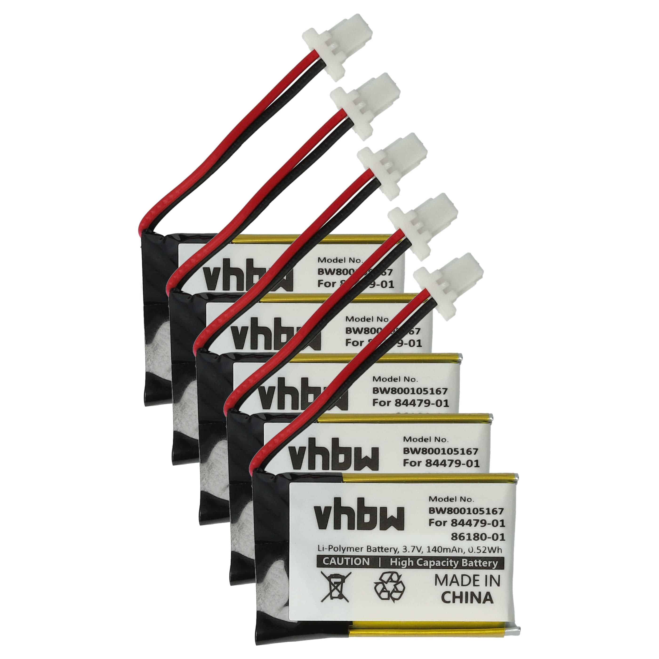 5x Akumulator do słuchawek bezprzewodowych zamiennik Plantronics 84479-01, 86180-01 - 140 mAh 3,7 V LiPo