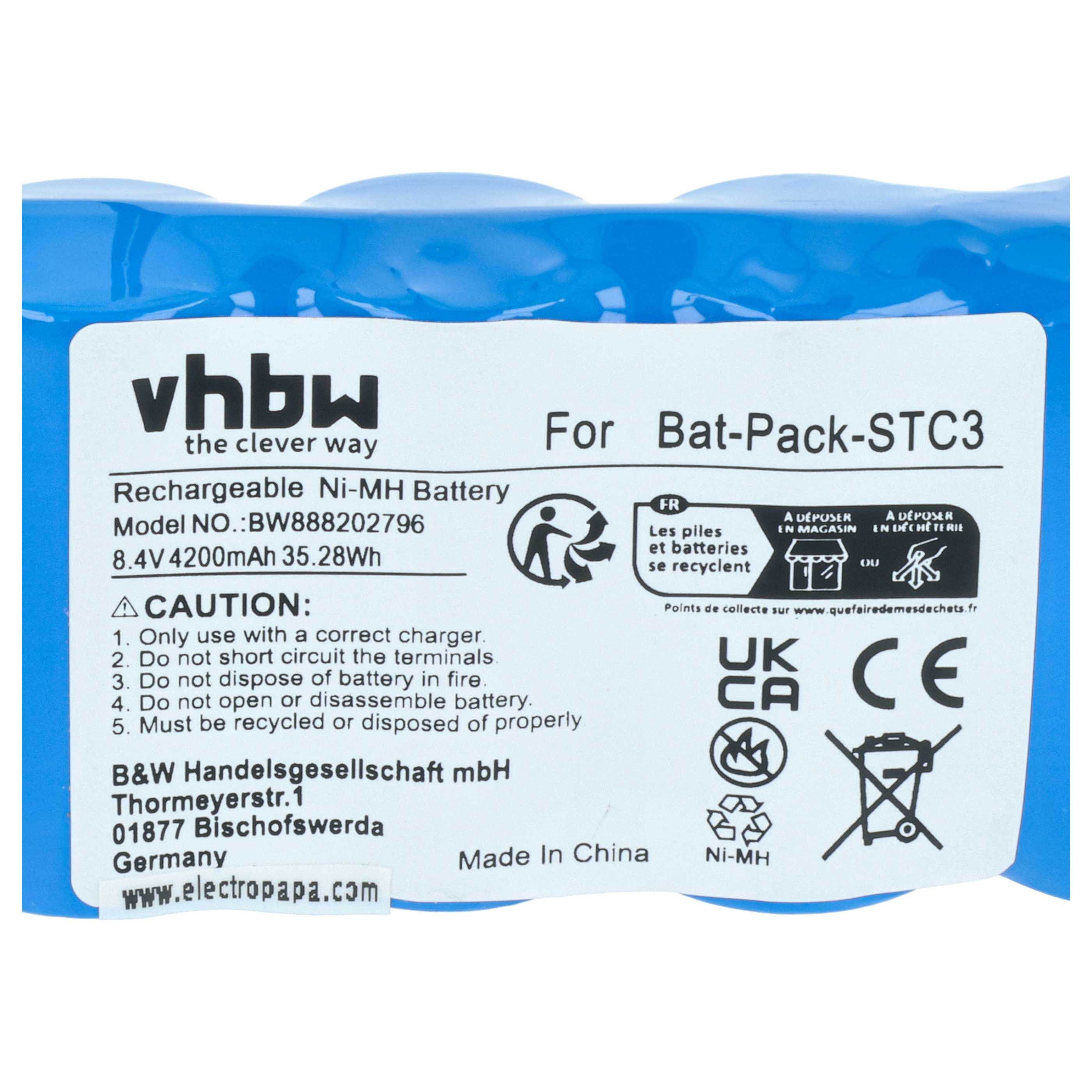 Batería reemplaza Rover Bat-Pack-STC3 para dispositivo medición (4200 mAh, 8,4 V, NiMH)