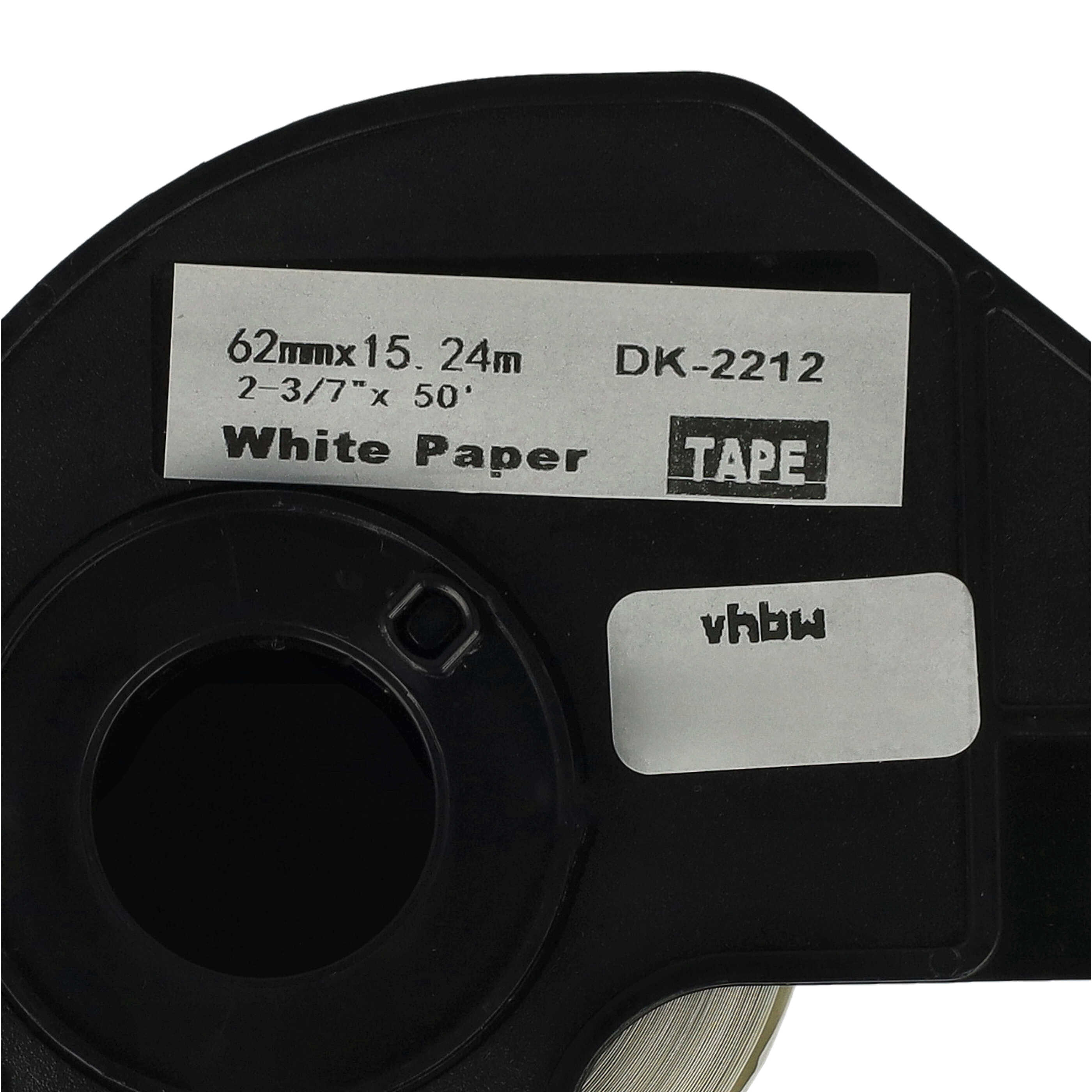 5x Label Roll replaces Brother DK-22212 Labeller - 62 mm x 15.24 m + Holder
