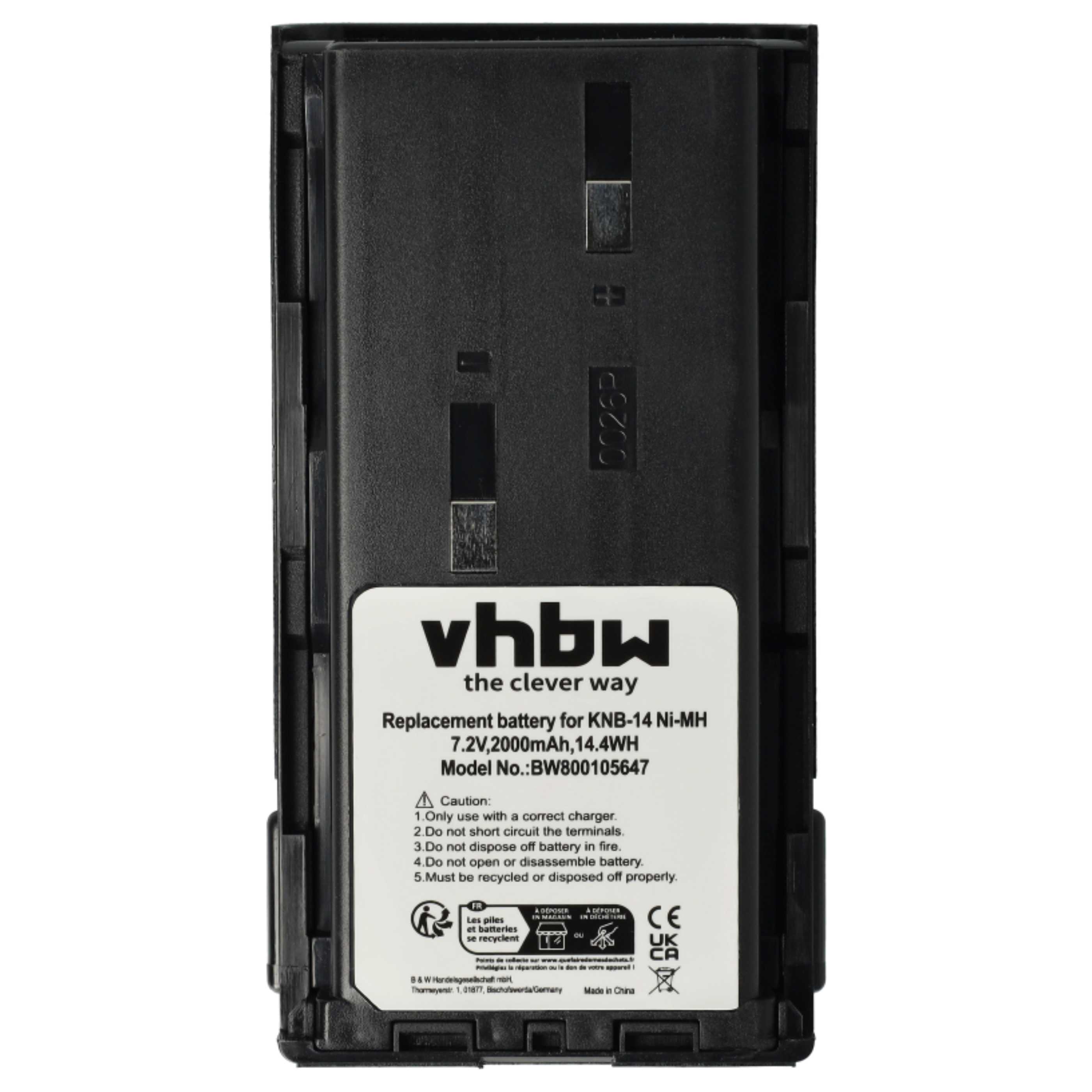 2x Batteria sostituisce Bidatong BD-15-L per dispositivo radio - 2000mAh 7,2V NiMH