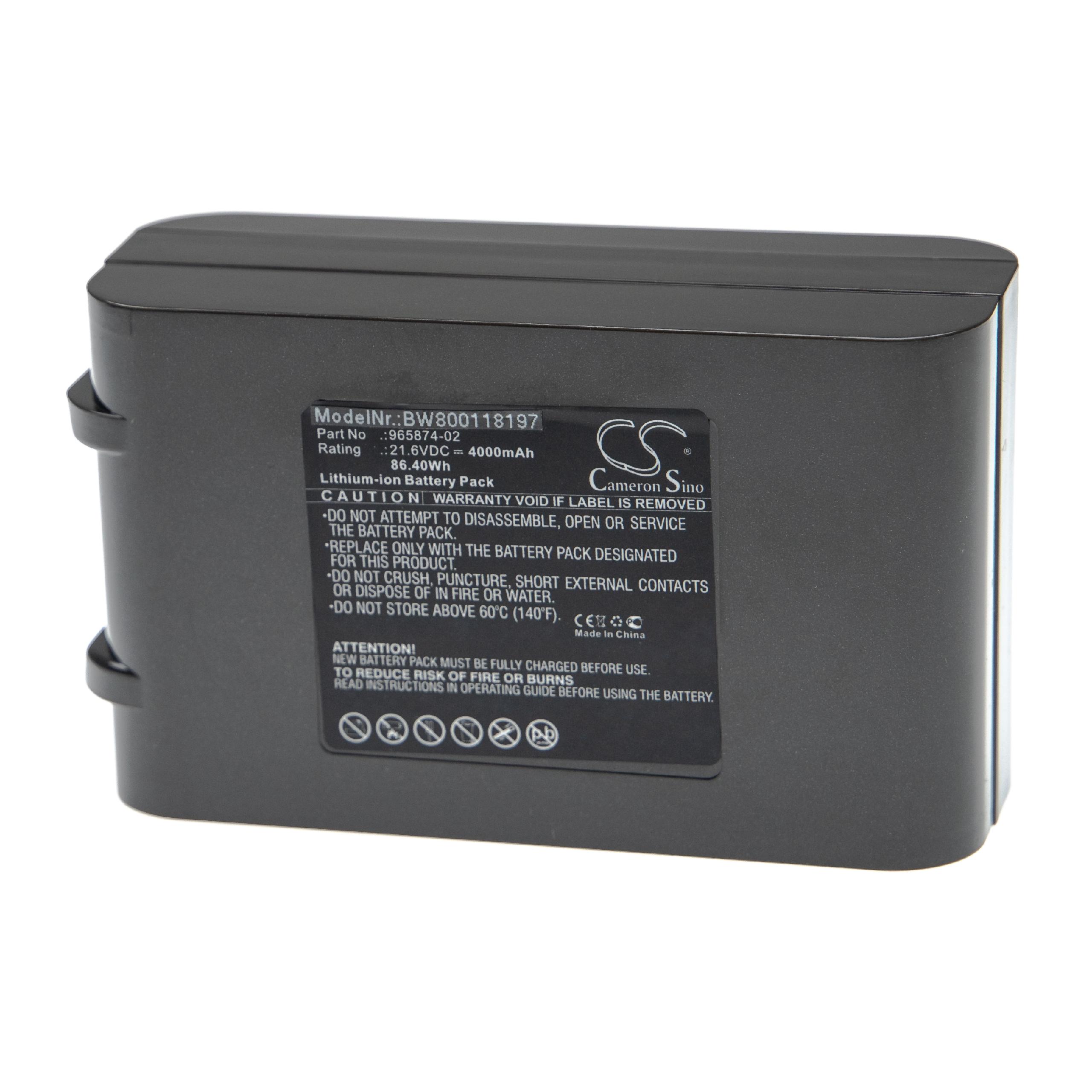 Batterie remplace Dyson 965874-01, 965874-03, 967810-02, 967810-03 pour aspirateur - 4000mAh 21,6V Li-ion