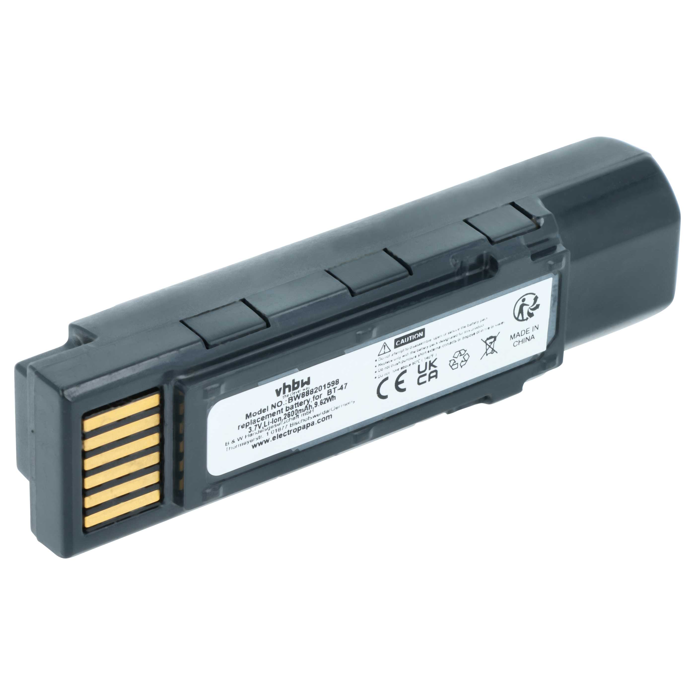 Batería reemplaza Datalogic 128004721, BT-47, RBP-GM45 para escáner código de barras (2600 mAh, 3,7 V, Li-Ion)