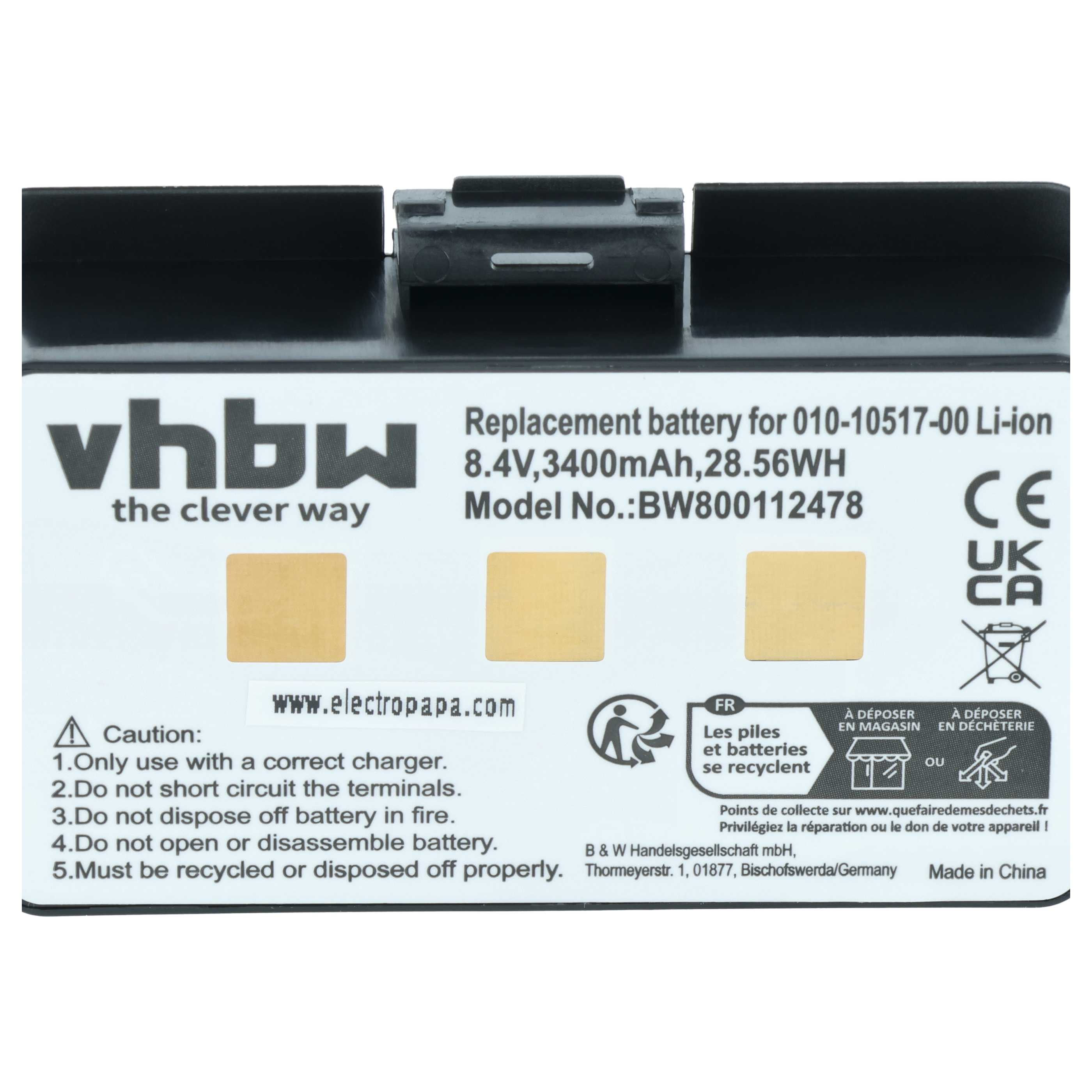 Akumulator do nawigacji GPS zamiennik Garmin 010-10517-00, 010-10517-01, 01070800001 - 3400 mAh 8,4 V Li-Ion