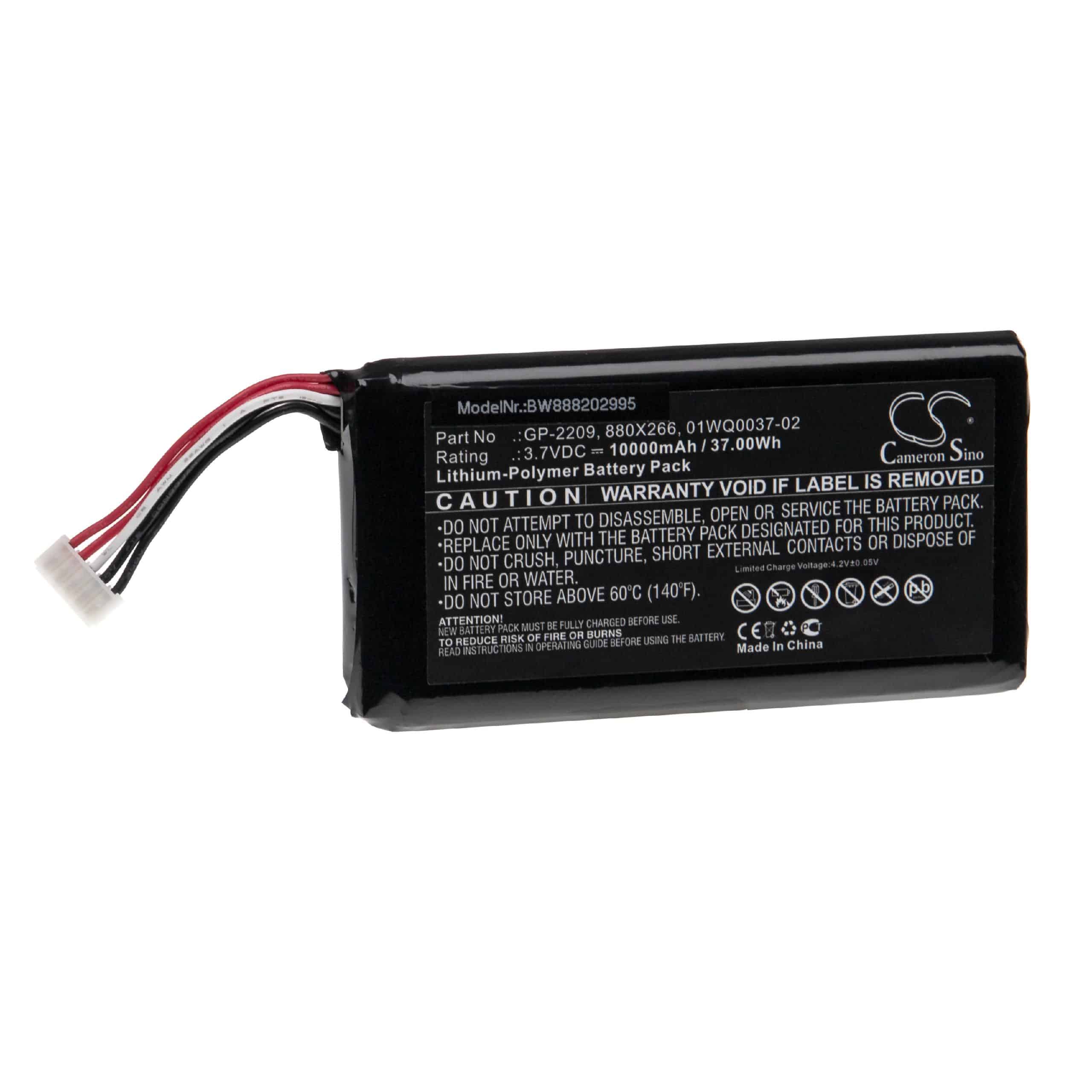 Batterie remplace EXFO 880X266, 01WQ0037-02, GP-2209 pour outil de mesure - 10000mAh 3,7V Li-polymère