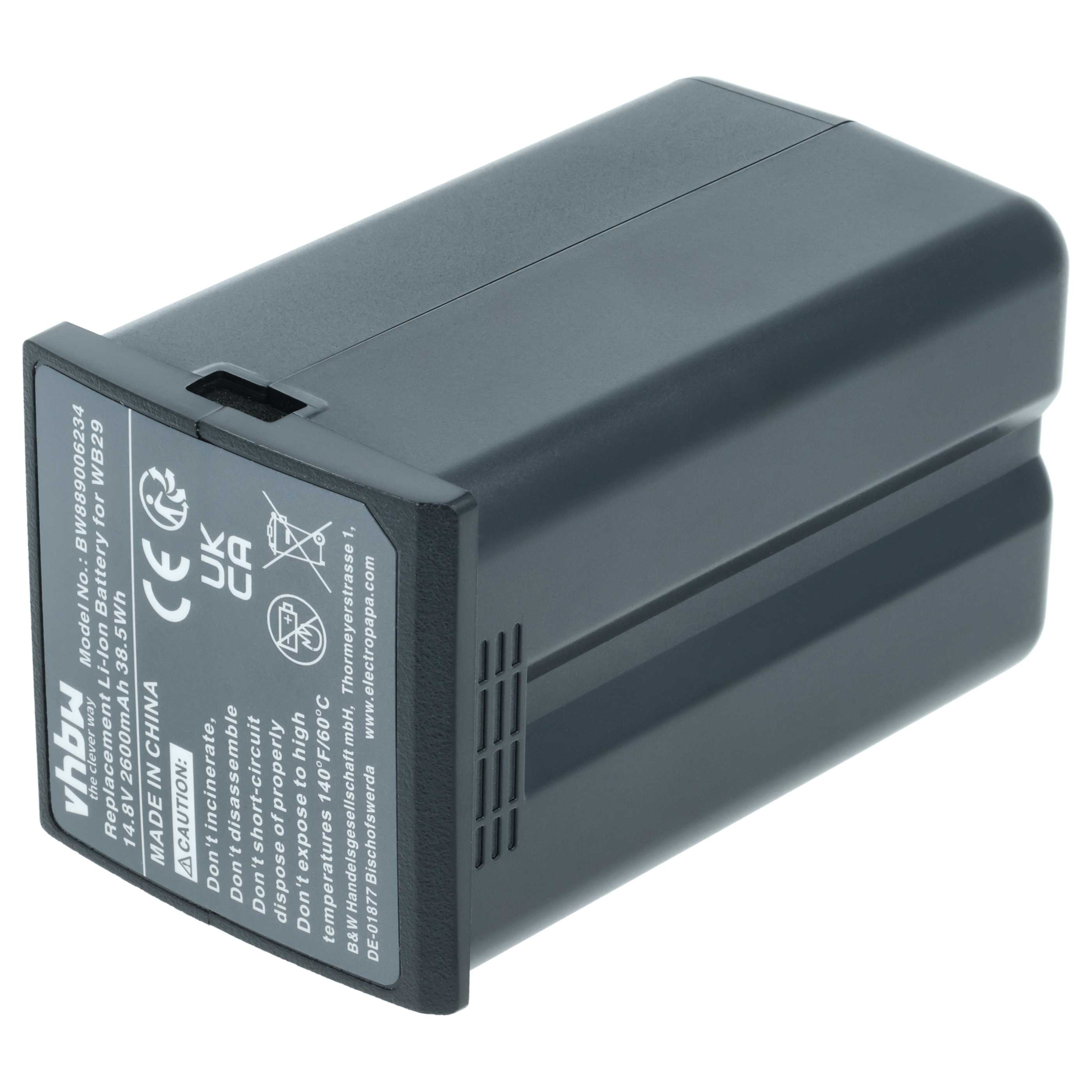 Batteria per flash per fotocamera sostituisce Godox DFB/GDWB29, WB29 - 2600mAh 14,8V Li-Ion