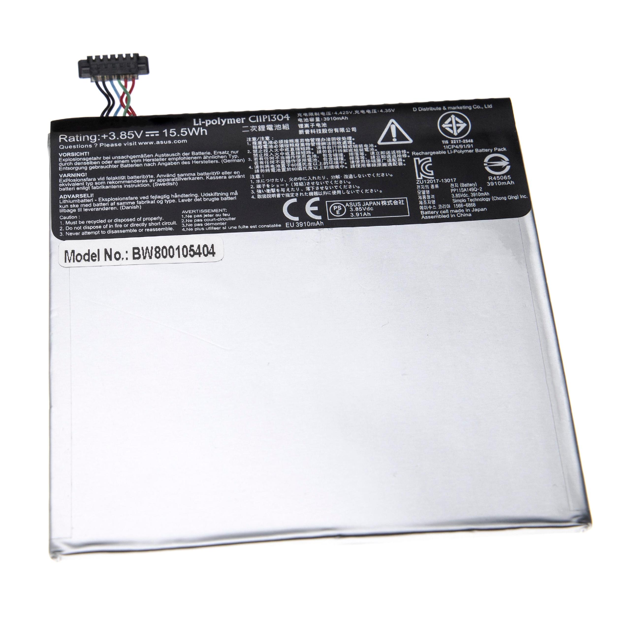 Batteria per tablet sostituisce Asus C11-P1304, C11PN51, C11P1326, C11P1304, C11PN9H - 3910mAh 3,85V Li-Poly