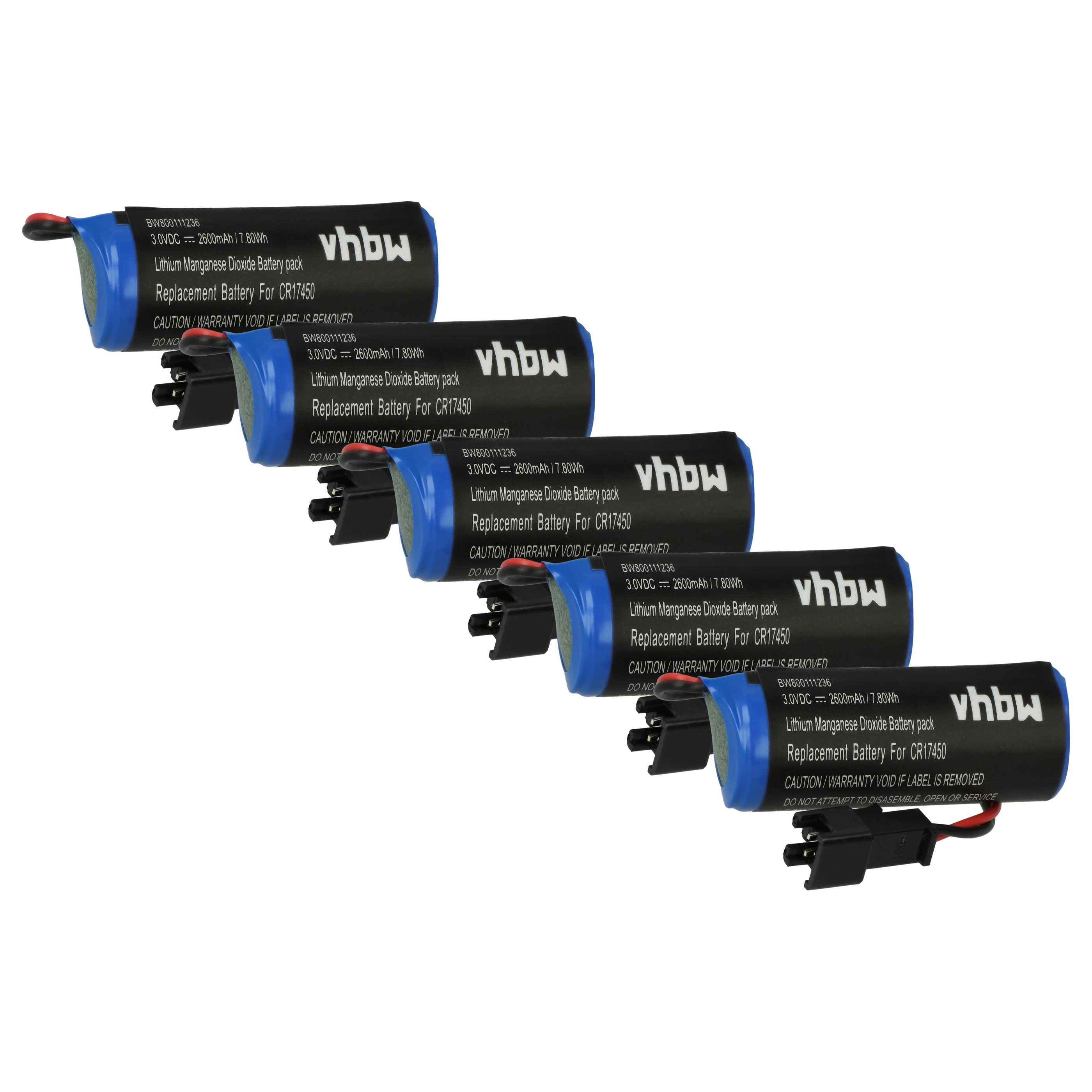 5x Akumulator do PLC programowalnego sterownika zamiennik CR17450E-R, CR17450ER, CR17450 - 2600 mAh 3 V Li-Ion