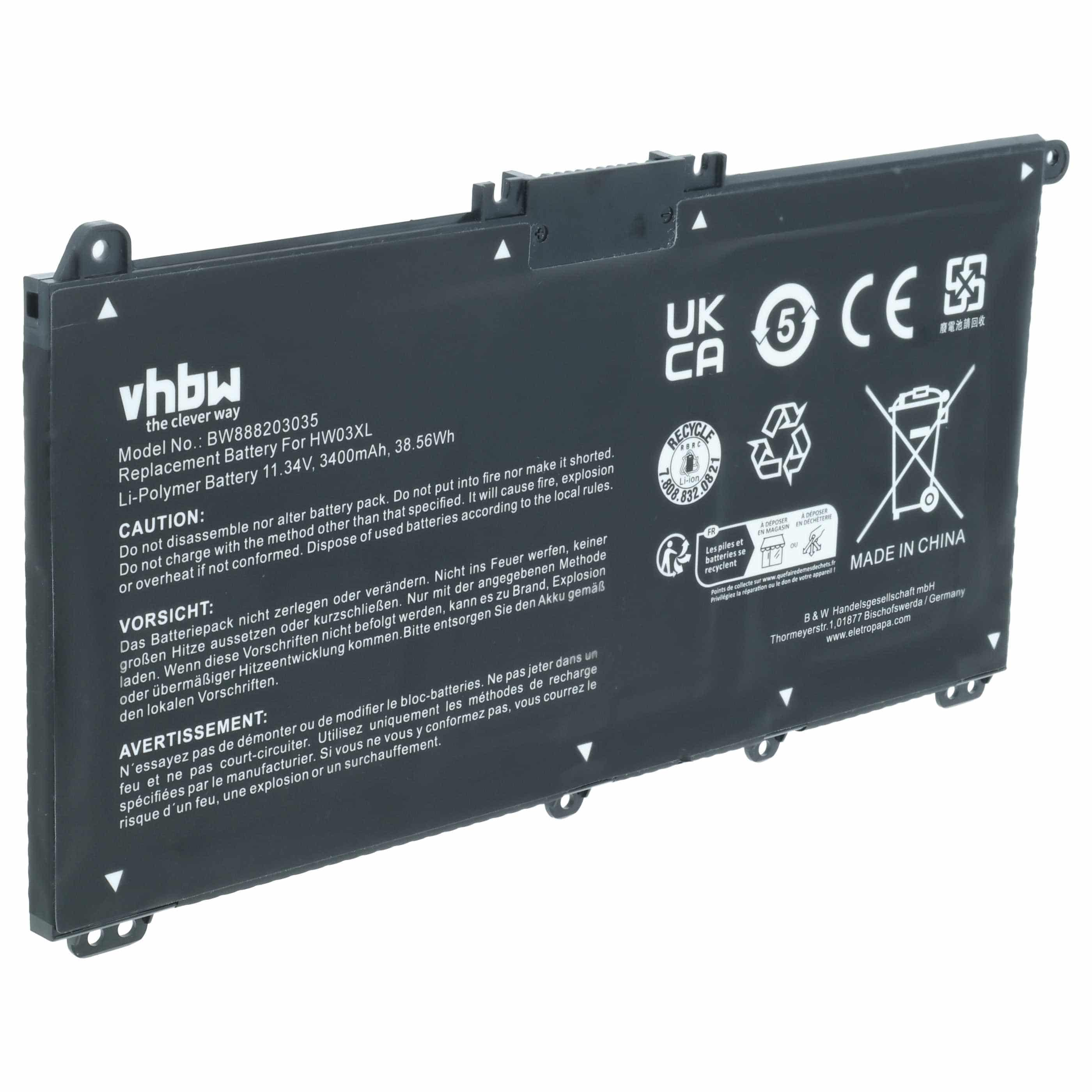 Akumulator do laptopa zamiennik HP HSTNN-IB9O, HSTNN-IB90, HSTNN-OB2A, HSTNN-LB8U - 3400 mAh 11,34 V LiPo