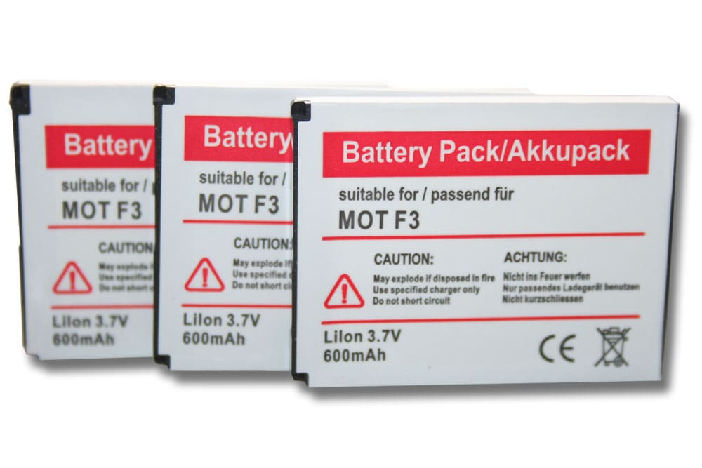 Akku (3 Stück) als Ersatz für AVM EAC62339101, BAK130506, 312BAT006, 100402, 312BAT016 - 600mAh 3,7V Li-Ion