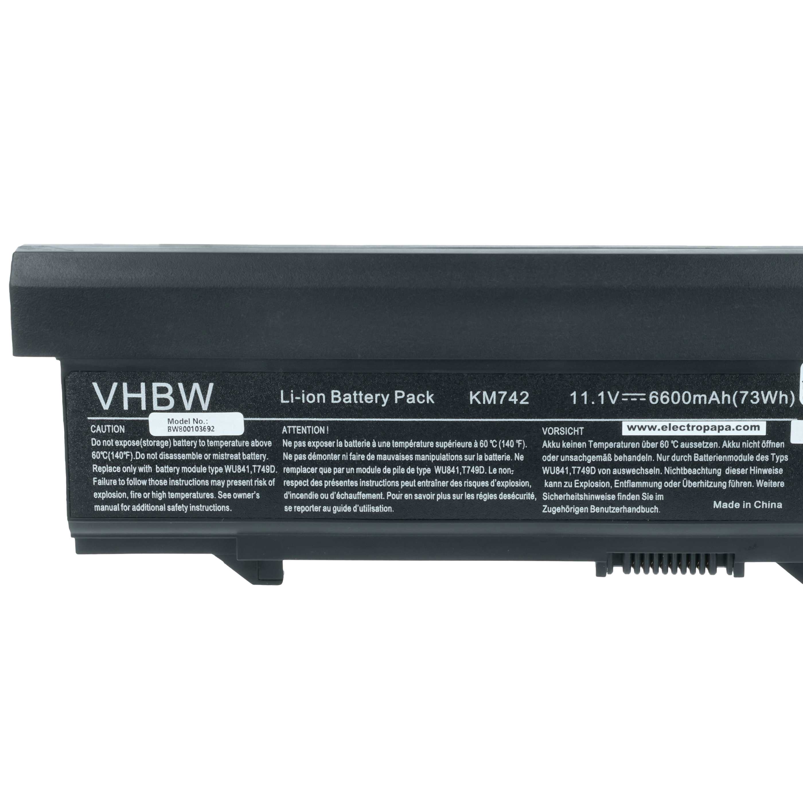 Akumulator do laptopa zamiennik Dell KM668, 312-0762, 312-0769, 451-10616 - 6600 mAh 11,1 V Li-Ion, czarny