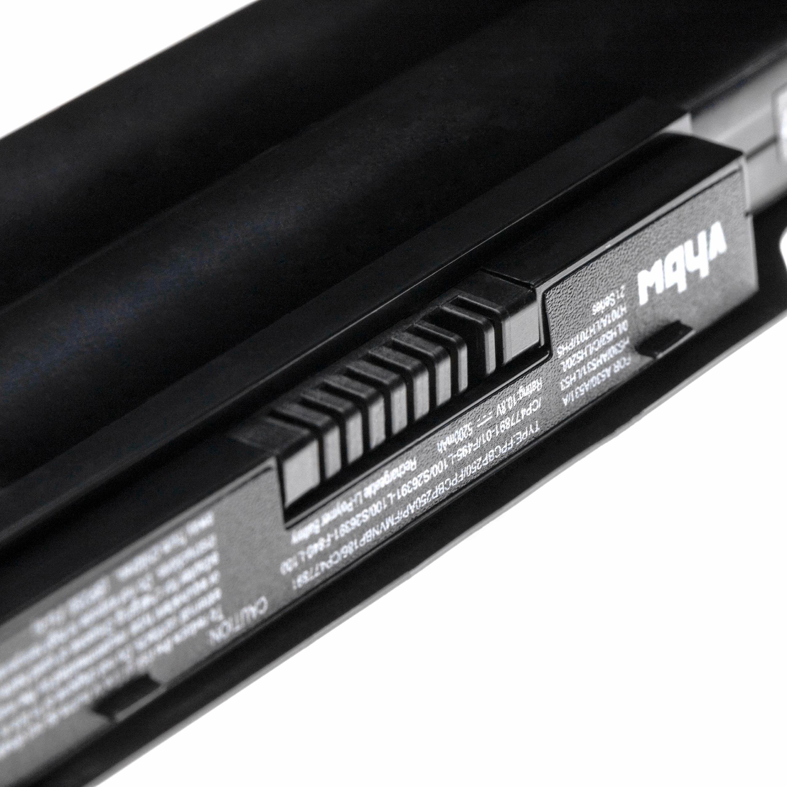 Batterie remplace Fujitsu Siemens CP477891-01 pour ordinateur portable - 5200mAh 10,8V Li-polymère, noir