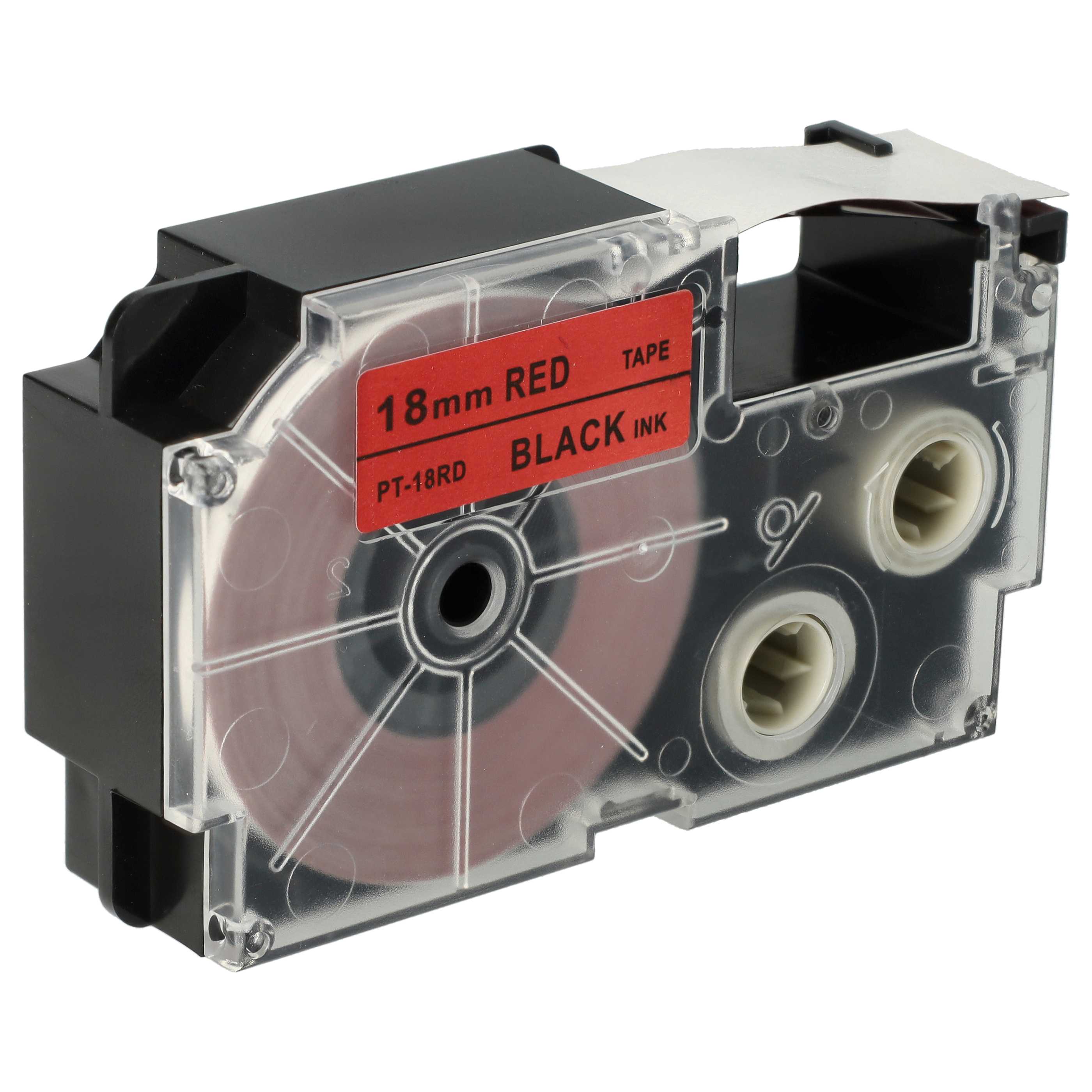 Cassetta nastro sostituisce Casio XR-18RD1, XR-18RD per etichettatrice 18mm nero - rosso pet+ RESIN