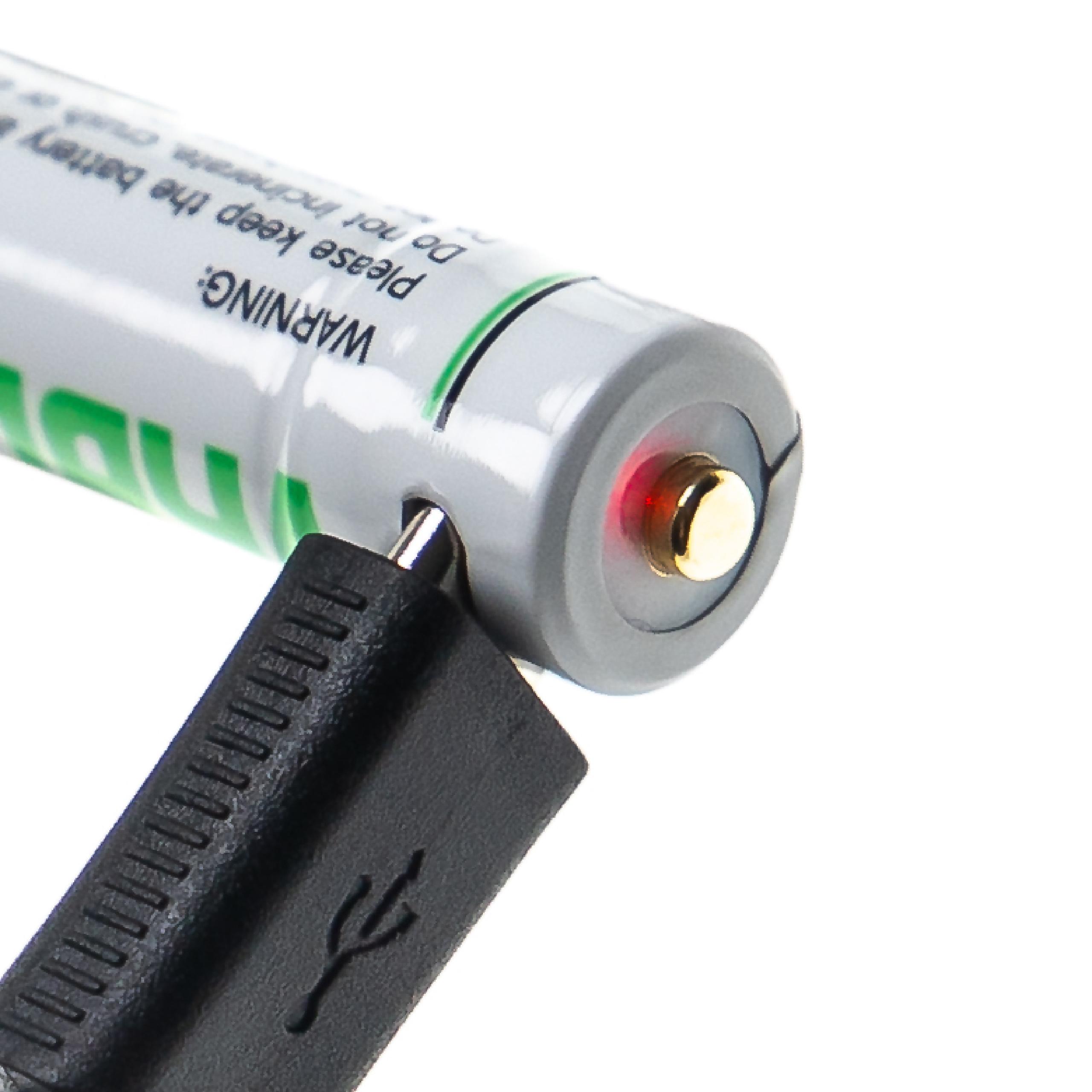 Batteria ricaricabile AAA mini stilo (micro) - Con presa micro USB, 280 mAh, 1,5 V, Li-Ion