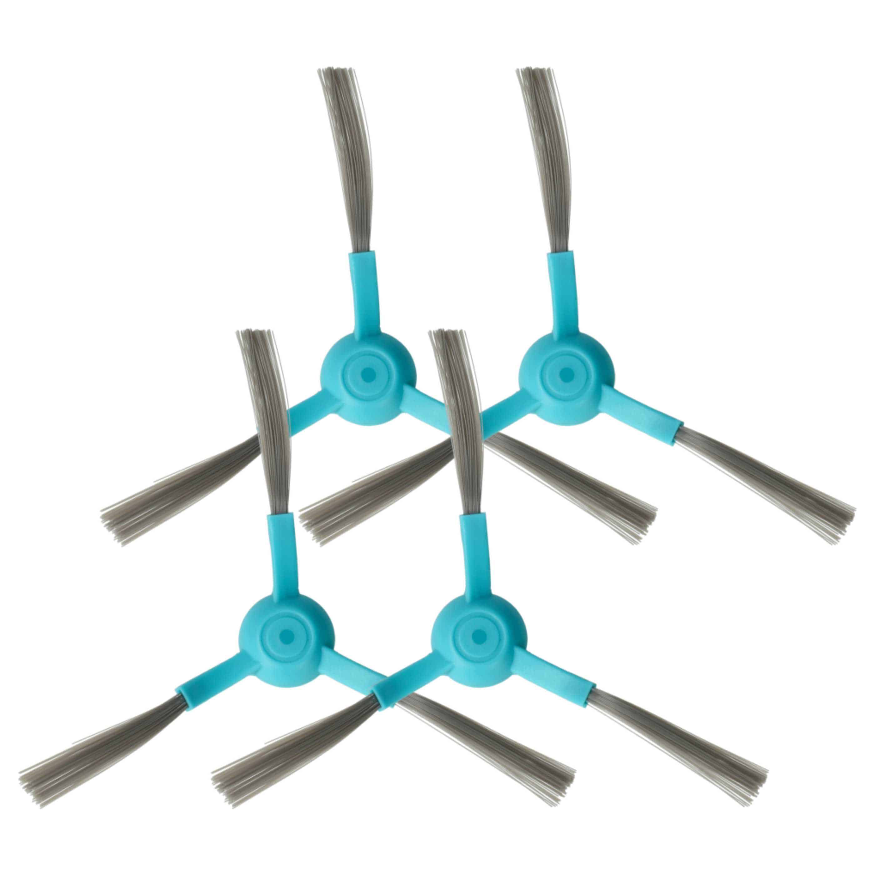 4x Seitenbürste passend für Proscenic - Reinigungsbürsten Set, 3 Arme, schwarz / hellblau