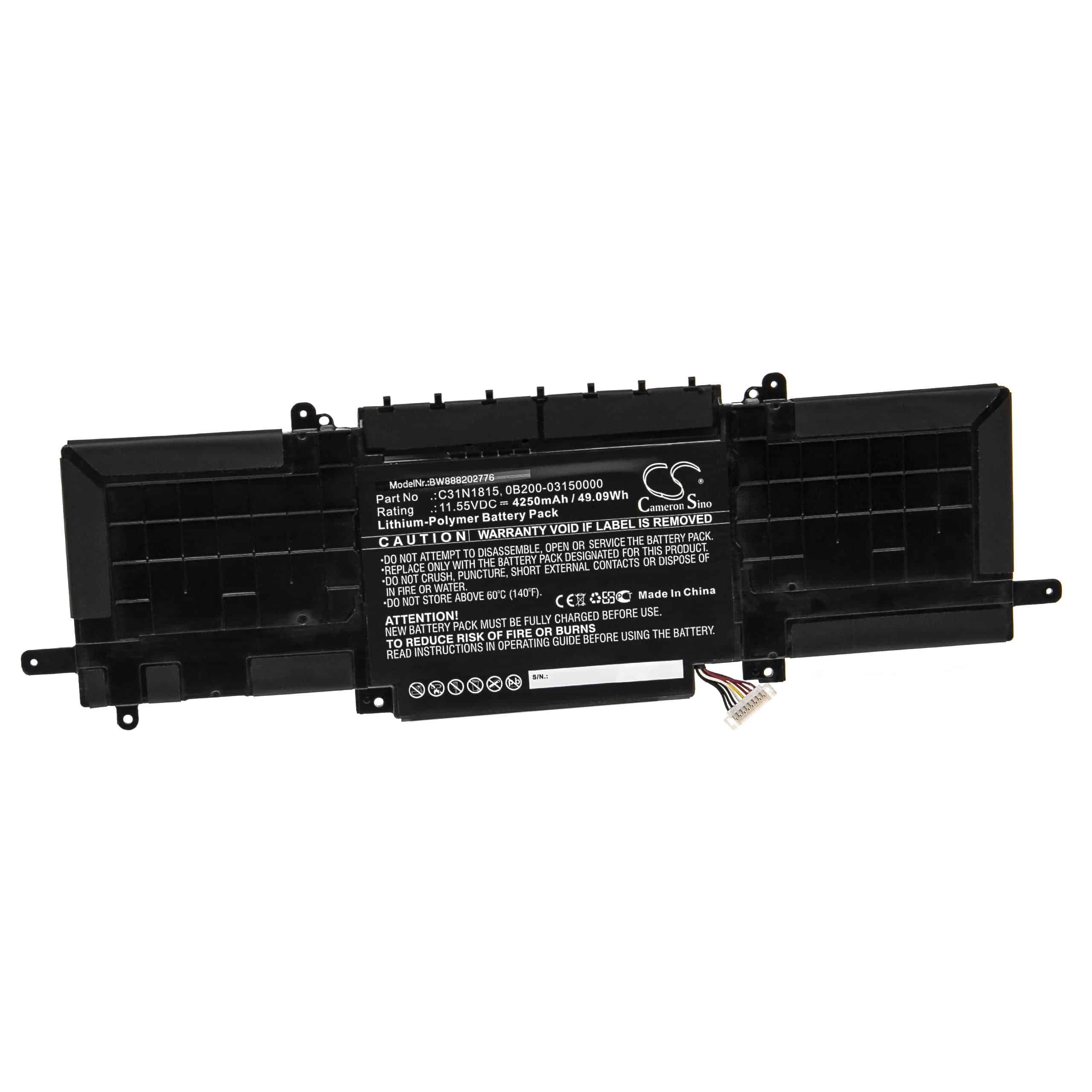 Notebook Battery Replacement for Asus C31N1815, 0B200-03150000, B31BIEH - 4250mAh 11.55V Li-polymer