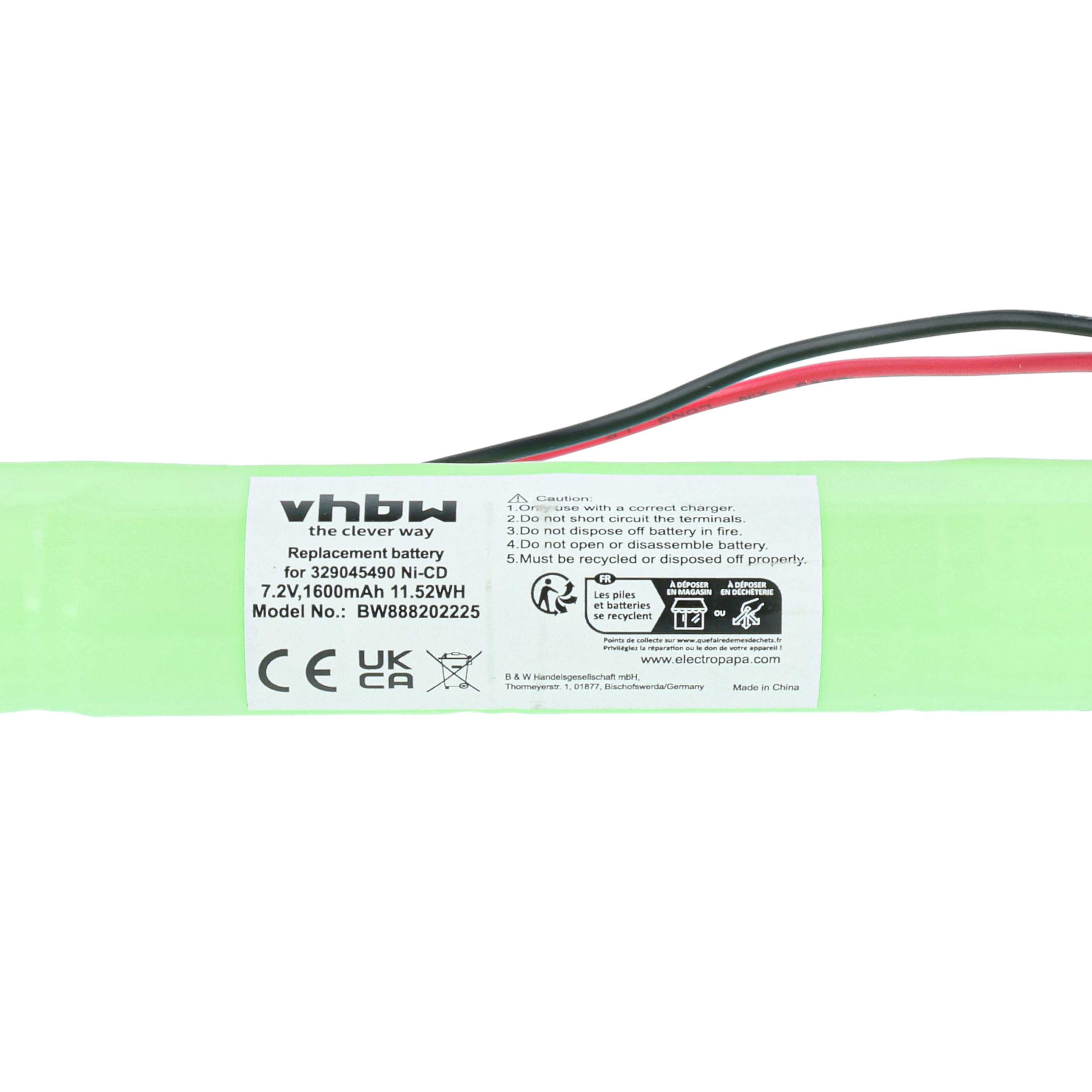 Emergency Light 10x Battery replaces BAES 329045490 - 1600 mAh 7.2 V NiCd