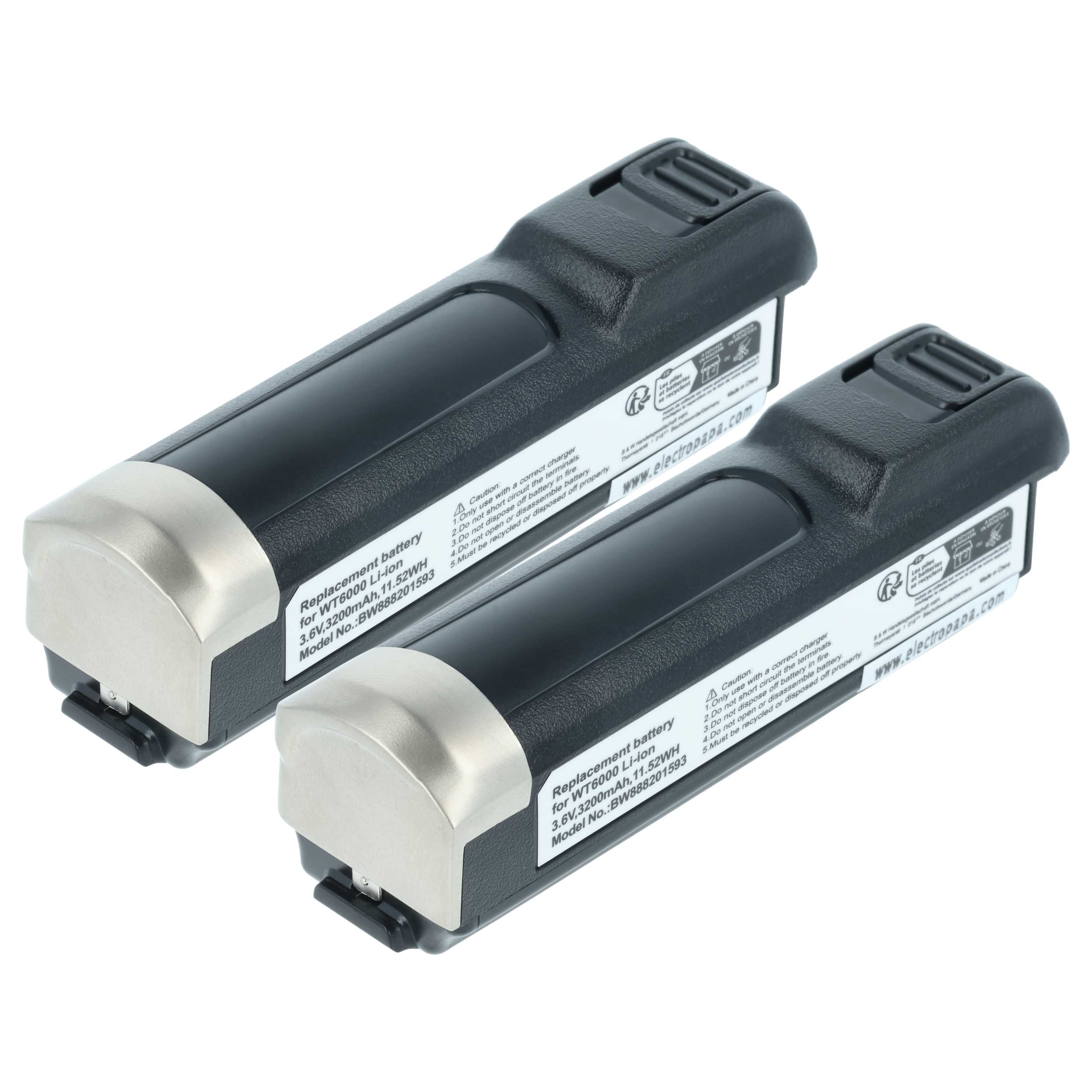 2x Akku als Ersatz für Zebra BTRY-NWTRS-50MA-01 für Zebra Barcodescanner - 3200mAh 3,6V Li-Ion