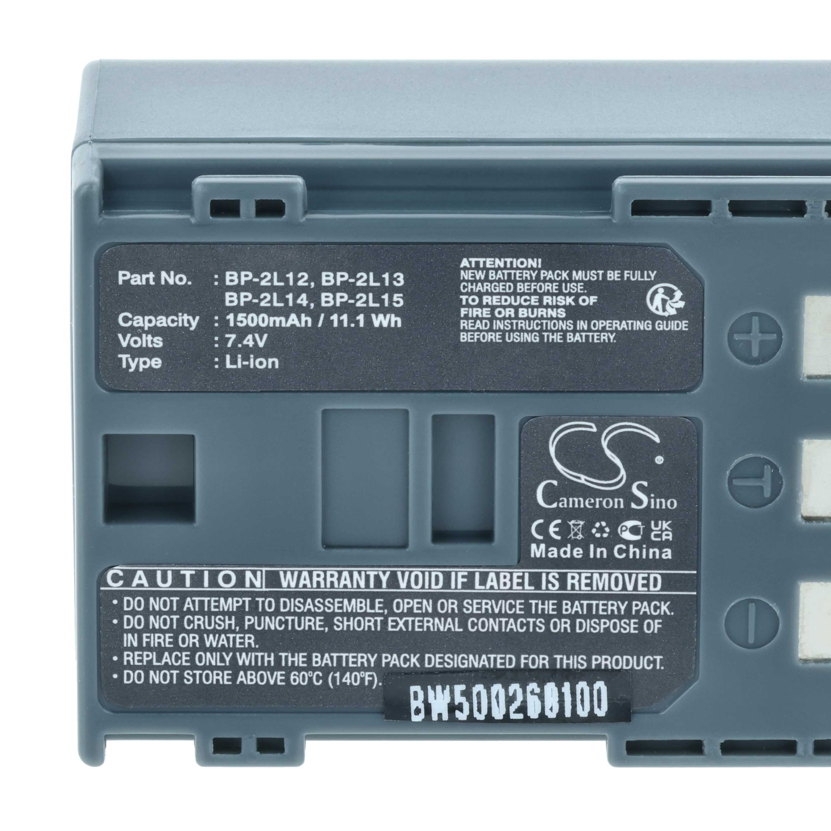 Videocamera 2x Battery replaces Canon BP-2L12, BP-2L, BP-2L14 - 1200 mAh 7.2 V Li-Ion