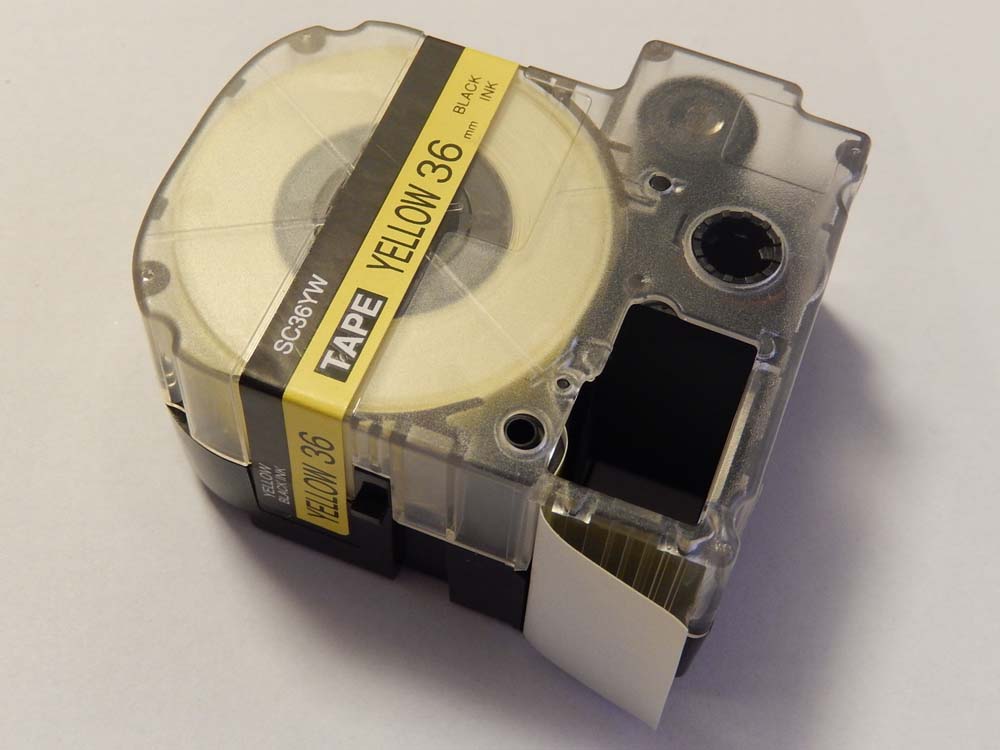 Label Tape as Replacement for Epson LC-7WBW - 36 mm Black to Yellow