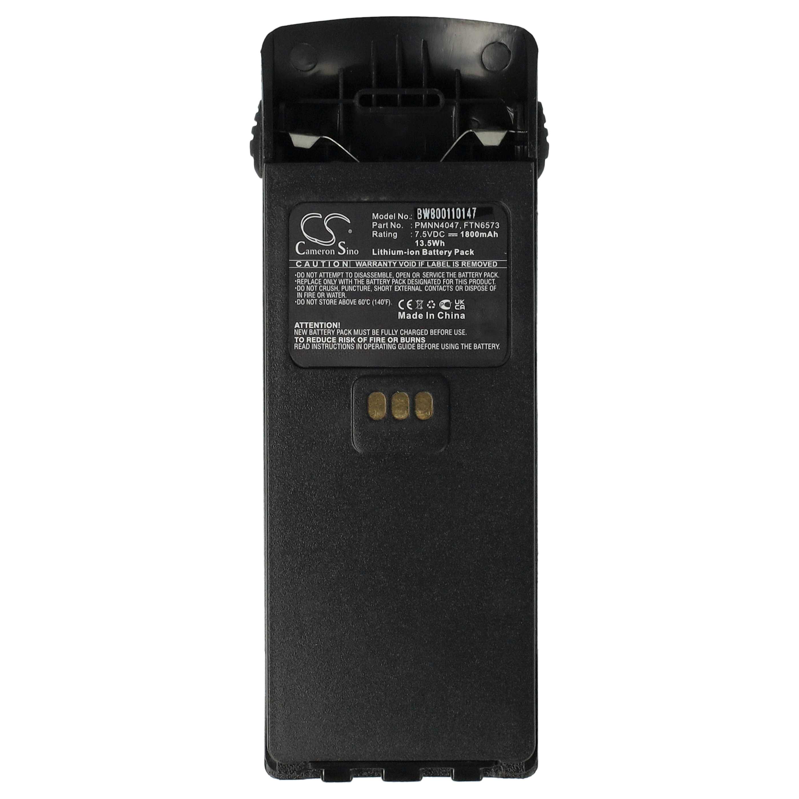 Batteria per dispositivo radio sostituisce Motorola FTN6573, PMN4047BR Motorola - 1800mAh 7,5V Li-Ion