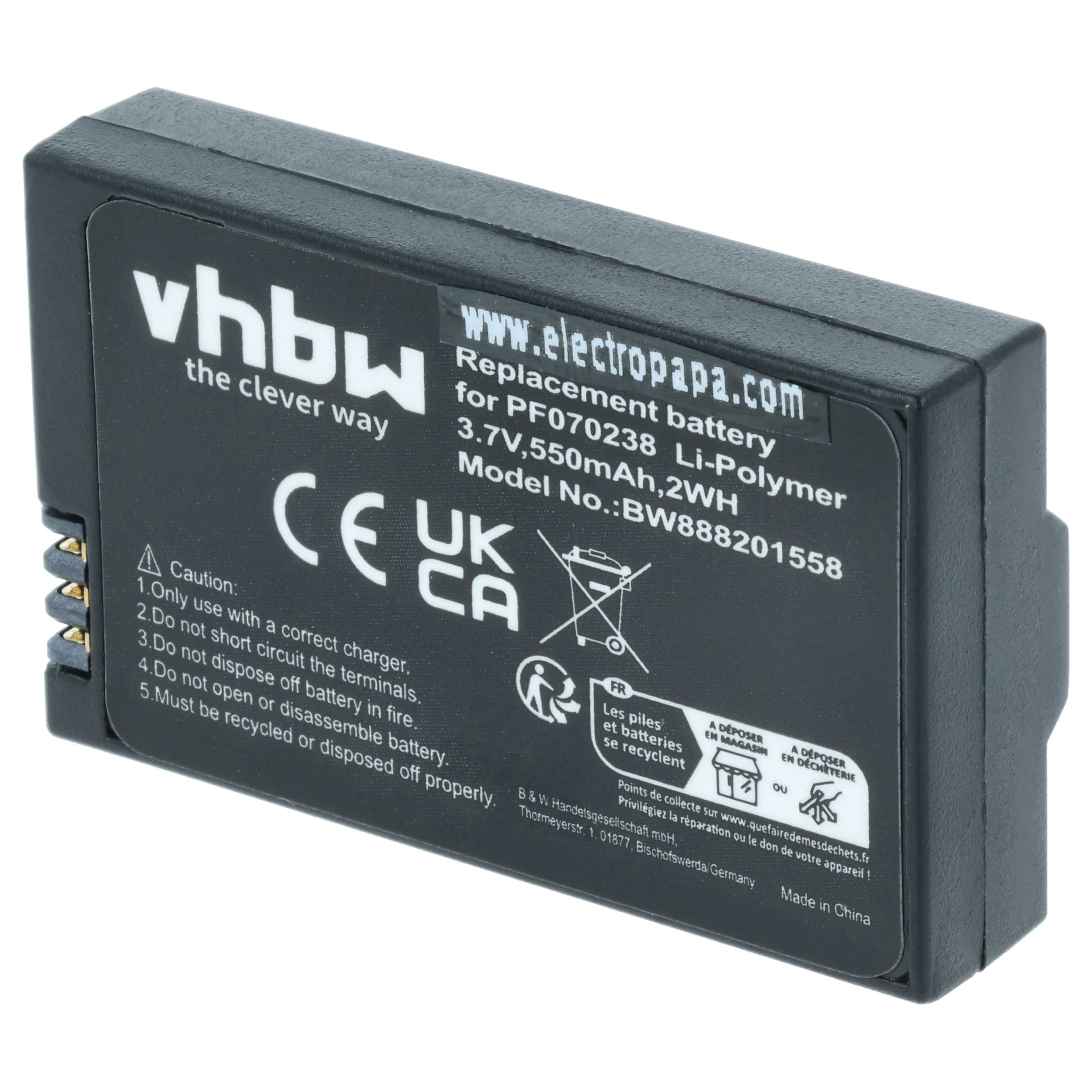 Batterie remplace Parrot MCSAS00314, MCSAS00319, PF070238 pour drone Parrot- 550mAh 3,7V Li-polymère