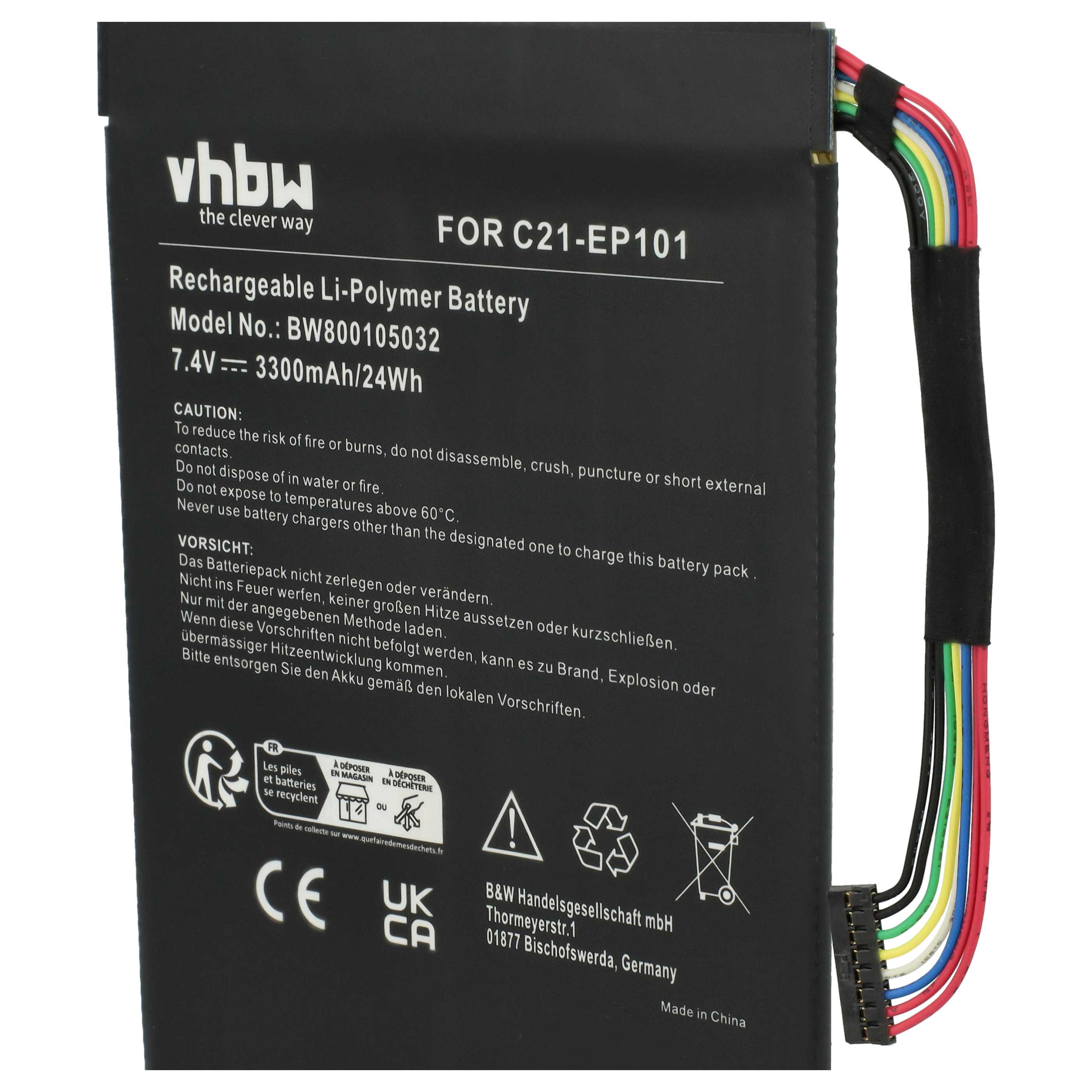 Akumulator do laptopa zamiennik Asus C21-EP101, C21EP101 - 3300 mAh 7,4 V LiPo, czarny