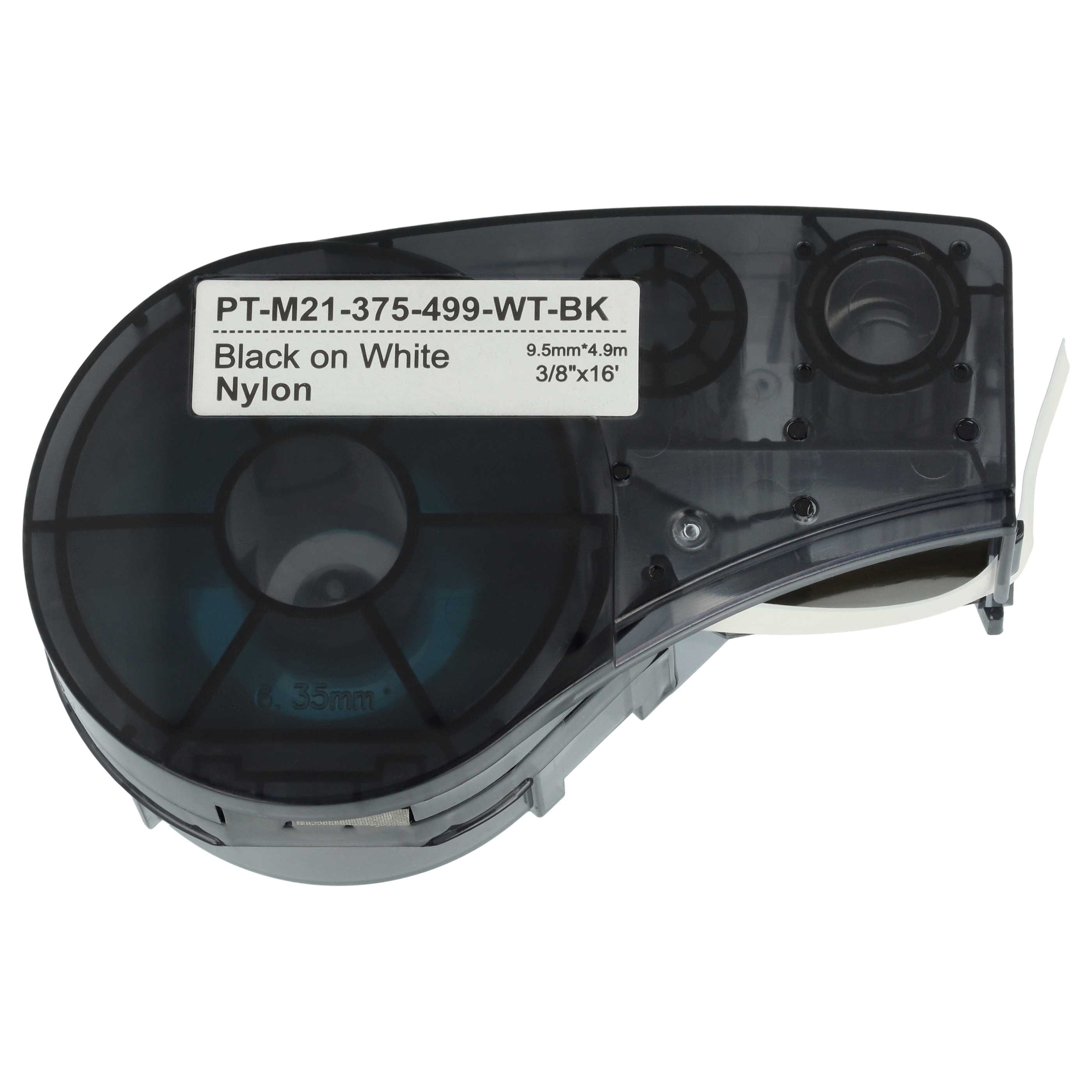 5x Cassettes à ruban remplacent Brady M21-375-499 - 9,53mm lettrage Noir ruban Blanc, Nylon Cloth Polyamid