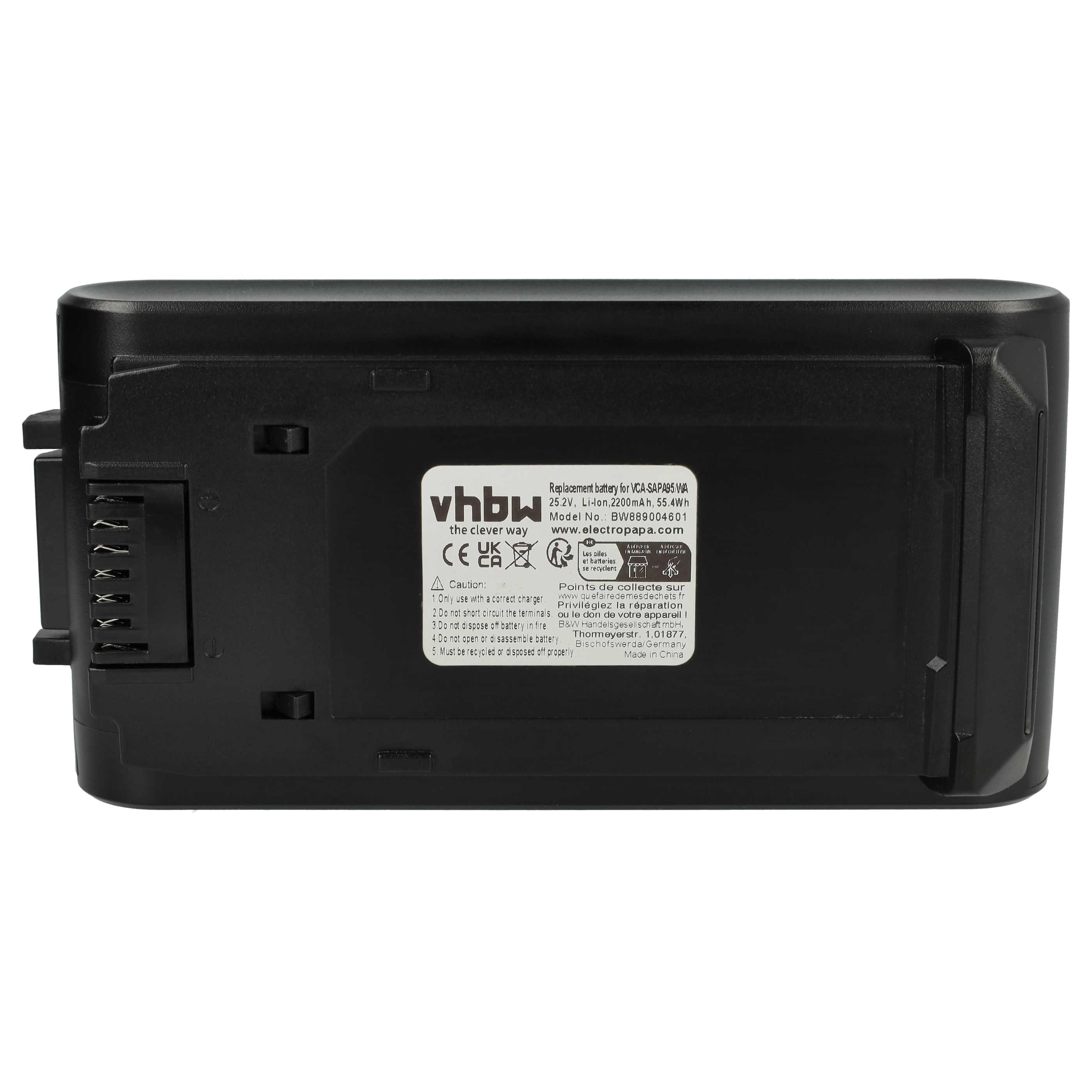 Batteria sostituisce Samsung DJ96-00242A, VCA-SAPA95/WA, VCA-SBTA95 per aspirapolvere - 2200mAh 25,2V Li-Ion