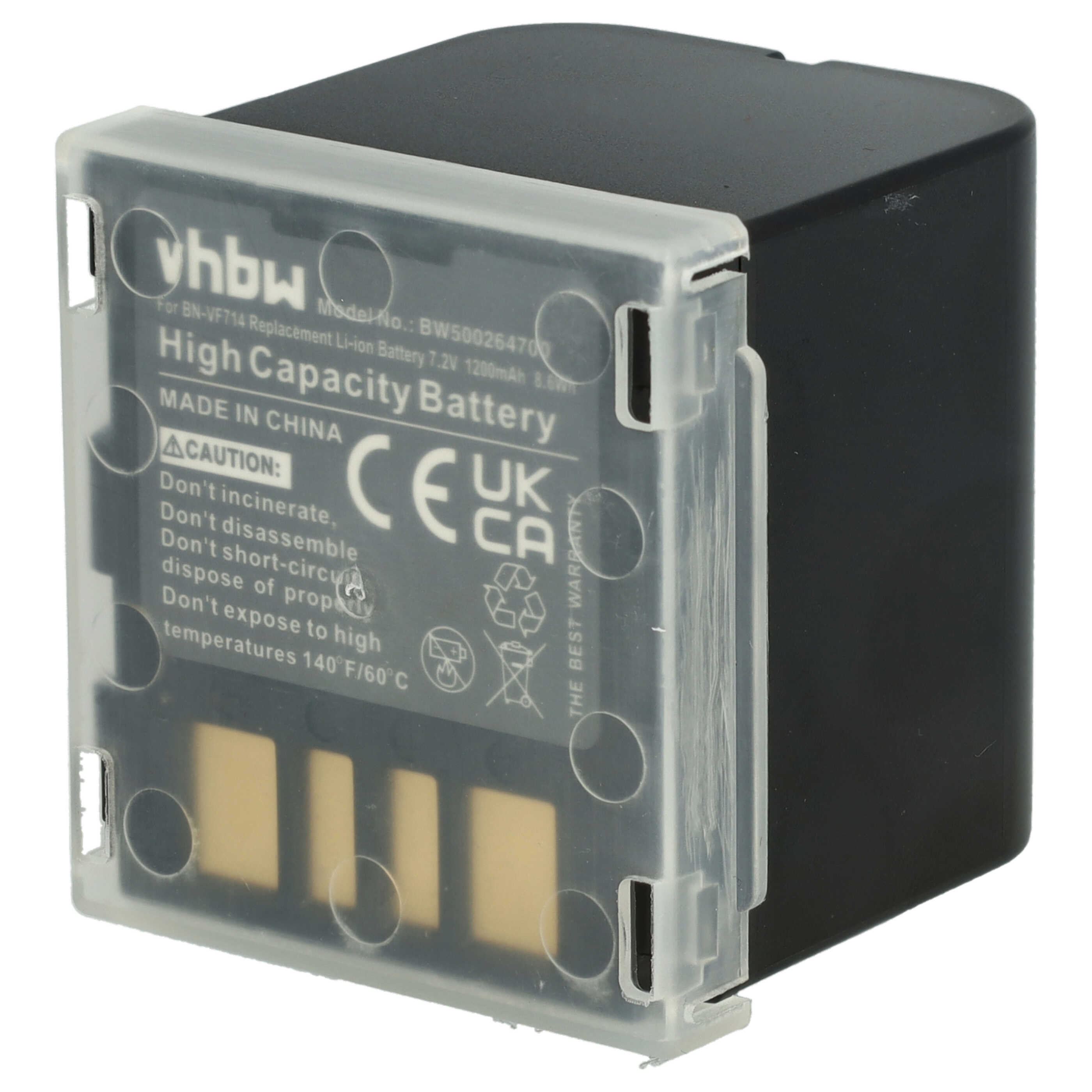 Videocamera 2x Battery replaces JVC BN-VF714, BN-VF707, BN-VF707U, BN-VF733, BN-VF714U - 1200 mAh 7.2 V Li-Ion