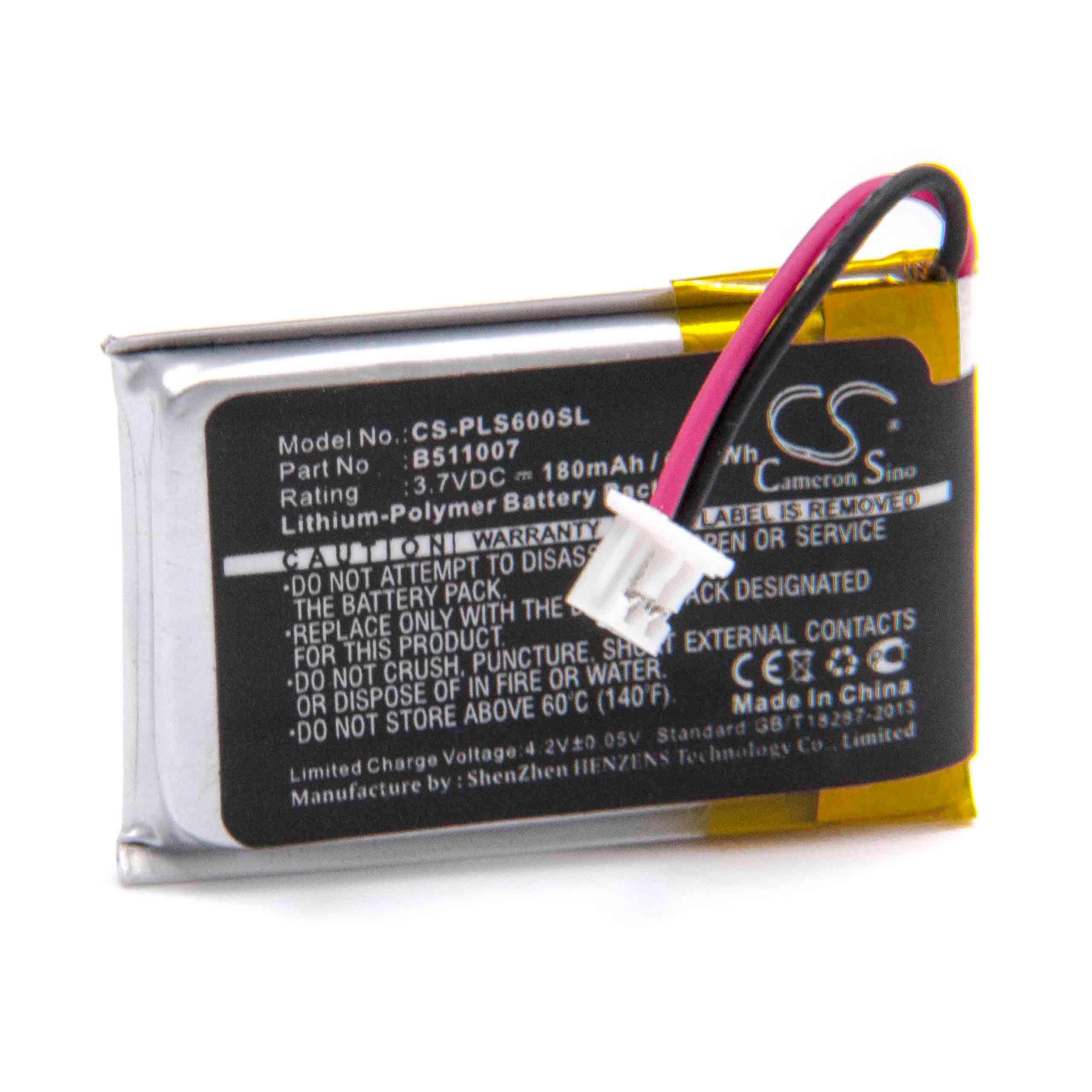 Batterie remplace Plantronics 452128, 6535801, B511007 pour casque audio - 180mAh 3,7V Li-polymère