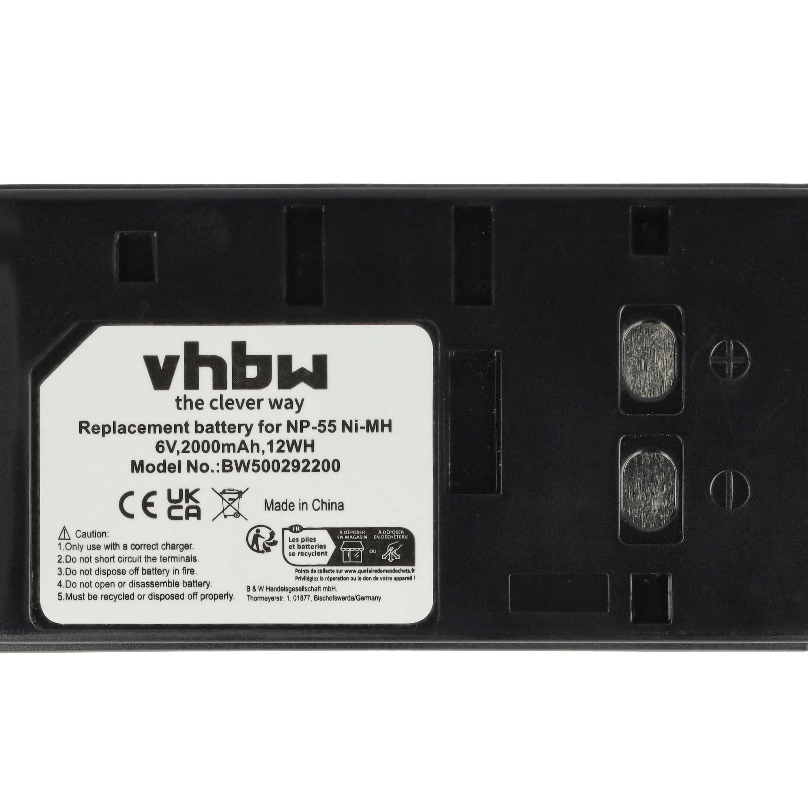 Videocamera 2x Battery replaces JVC BN-V65U, BN-V50U, BN-V25U, BN-V22U - 2000 mAh 6 V NiMH